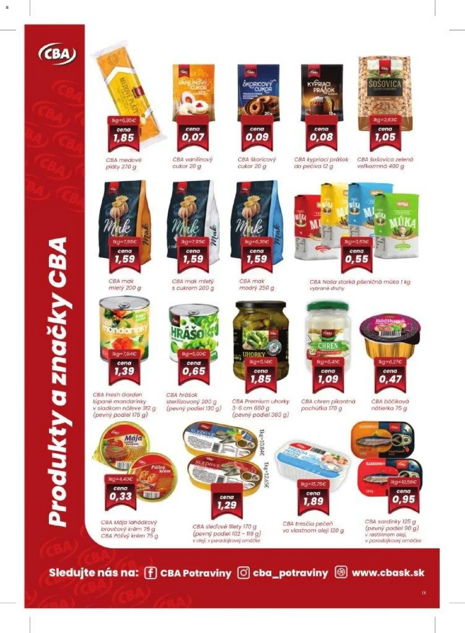 Nové KARMEN CBA akcie – leták je platný od 05.03.2026 | Strana: 18 | Produkty: Sardinky, Šošovica, Krém, Uhorky