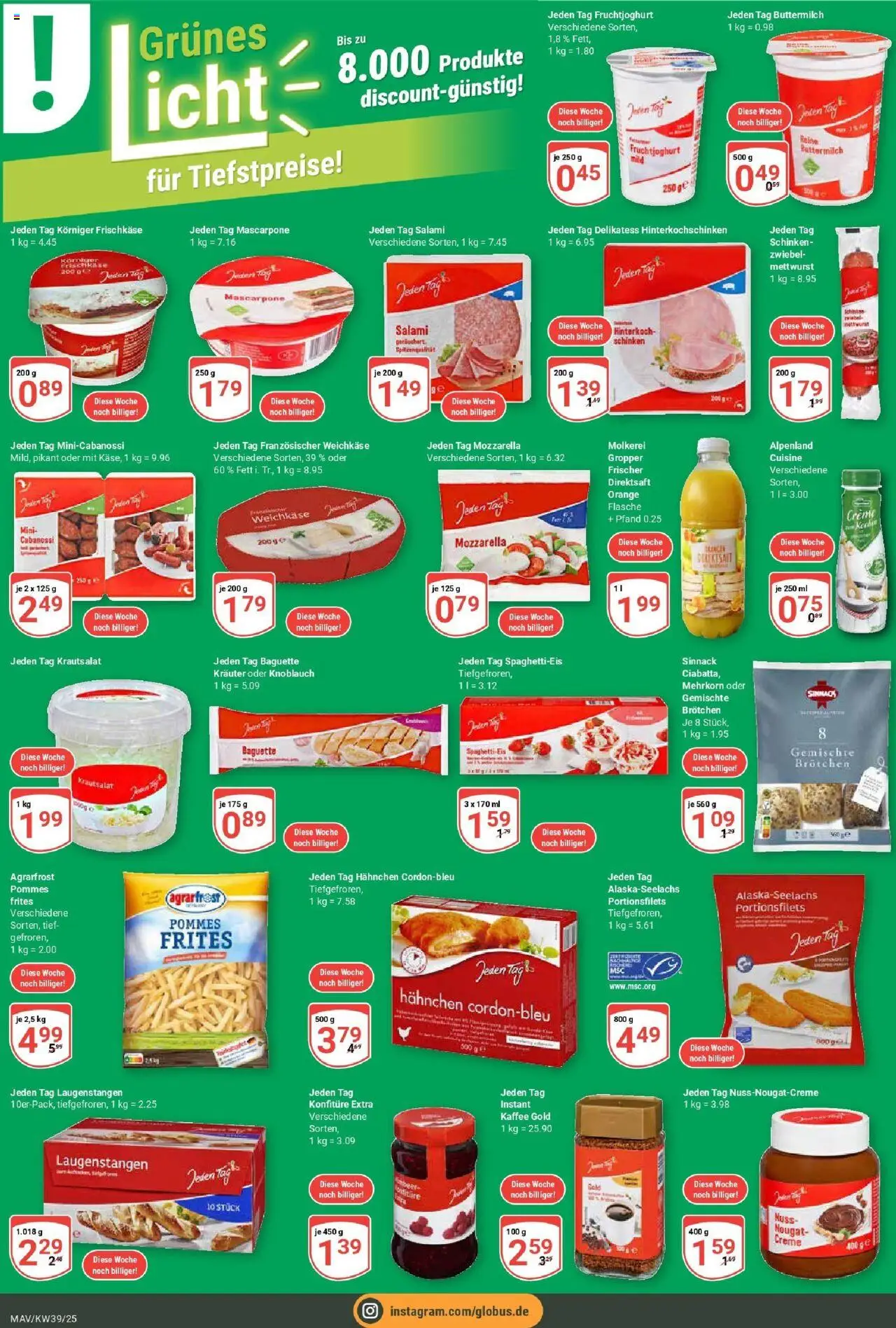 Globus prospekt Mannheim	 – gültig ab 21.09.2025 | Seite: 4 | Produkte: Kaffee, Pommes, Creme, Knoblauch