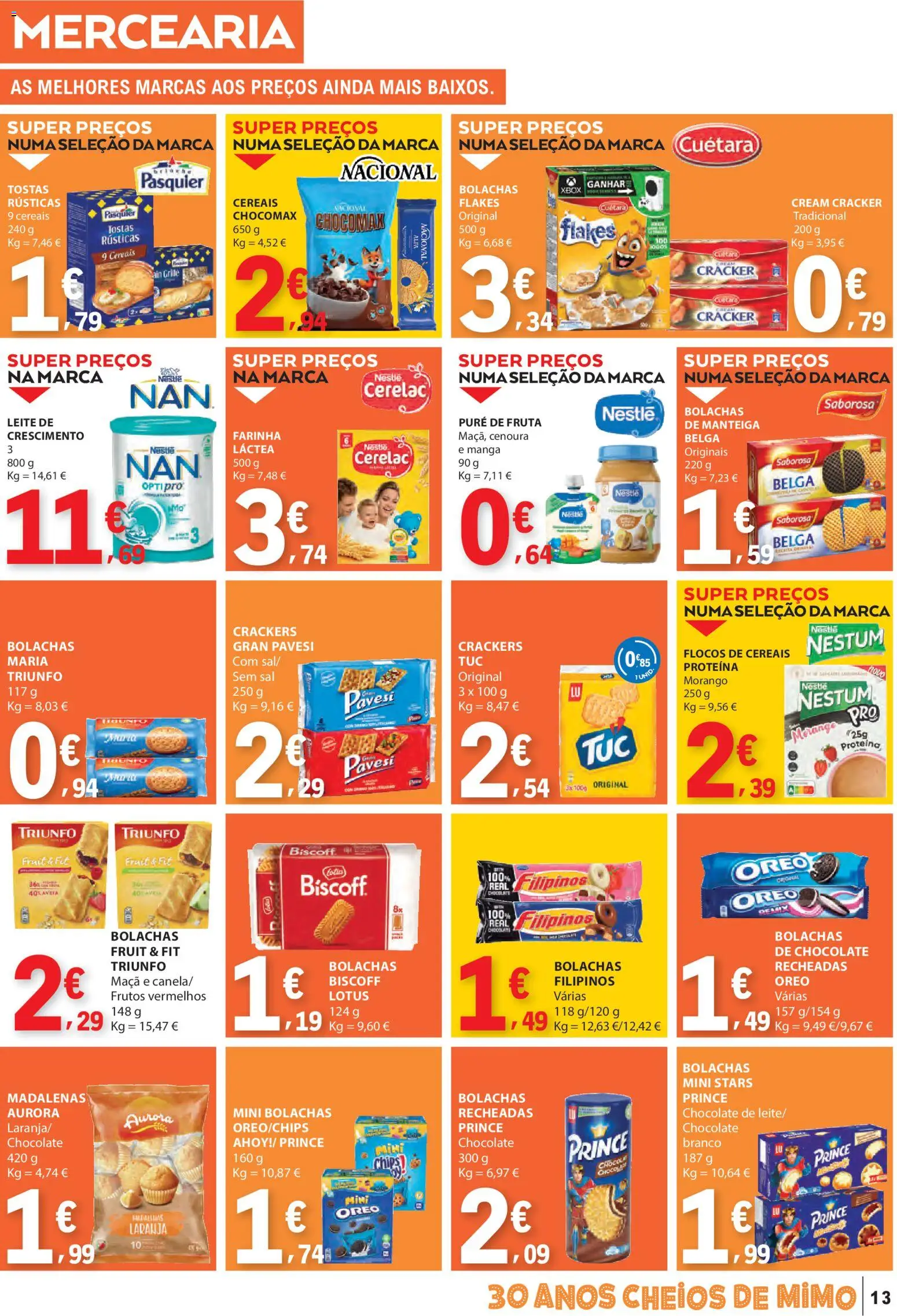 E.Leclerc folheto │ válido de 08.01.2026 | Página: 13 | Produtos: Aveia, Tostas, Manteiga, Chocolate