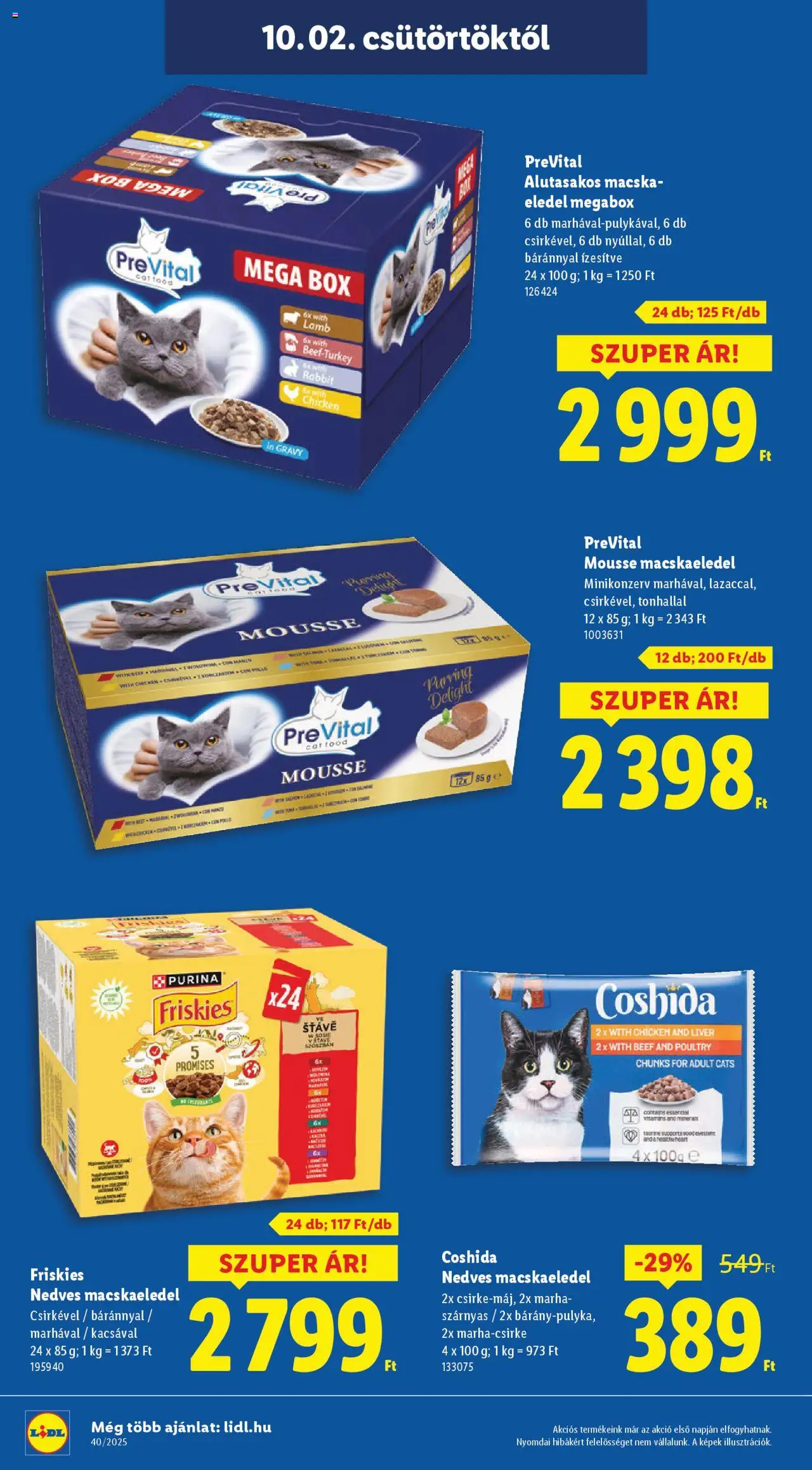Lidl akciós ujság - amely érvényes a következő dátumtól: 02.10.2025 | Oldal: 30 | Termékek: Macskaeledel