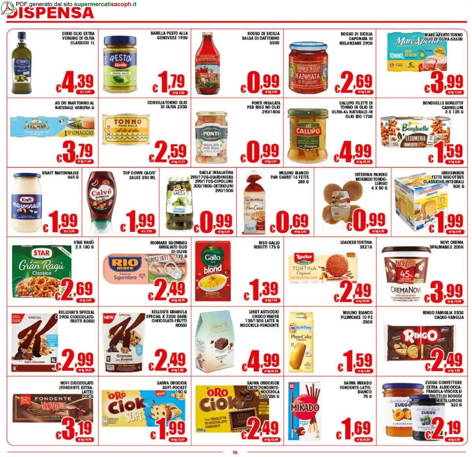 Volantino Sacoph del 29.04.2026 | Pagina: 16 | Prodotti: Salsa, Top, Tonno, Plumcake