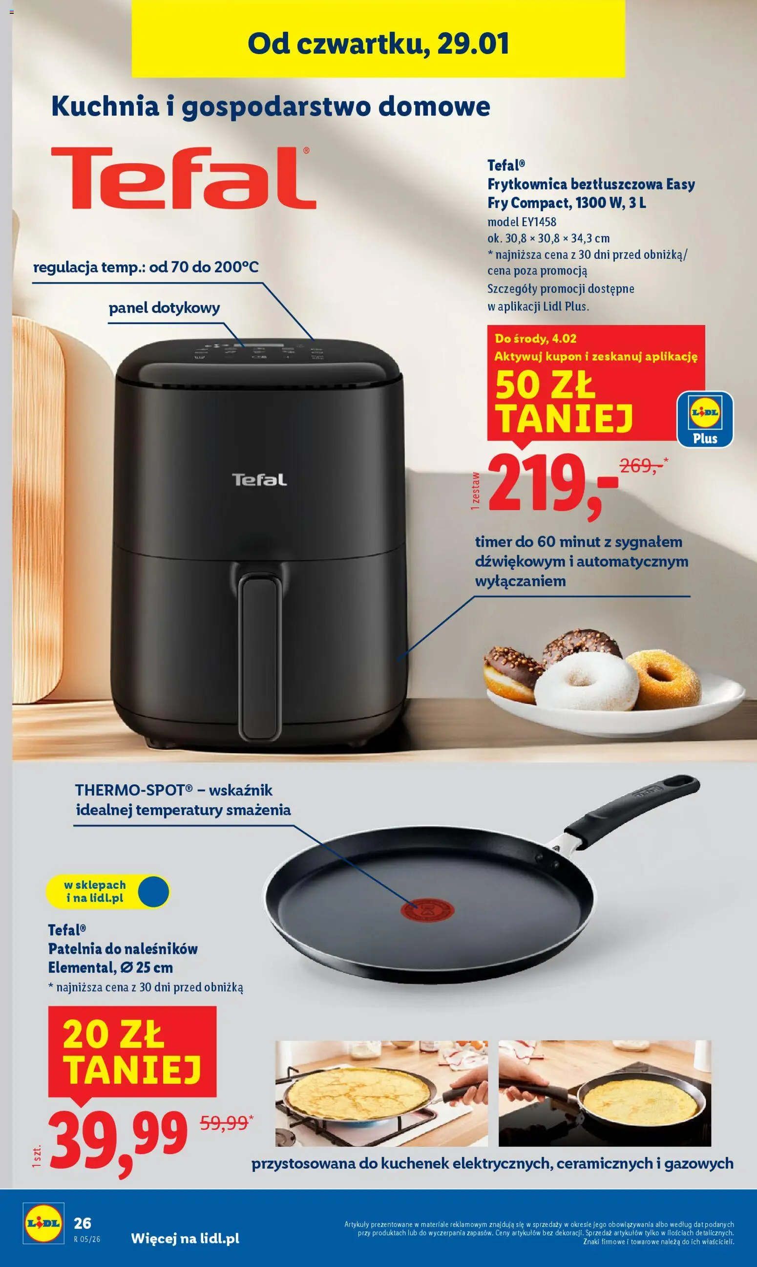 Lidl Katalog od 26.01.2026 | Strona: 32 | Produkty: Frytkownica, Frytkownica beztłuszczowa, Patelnia, Tefal