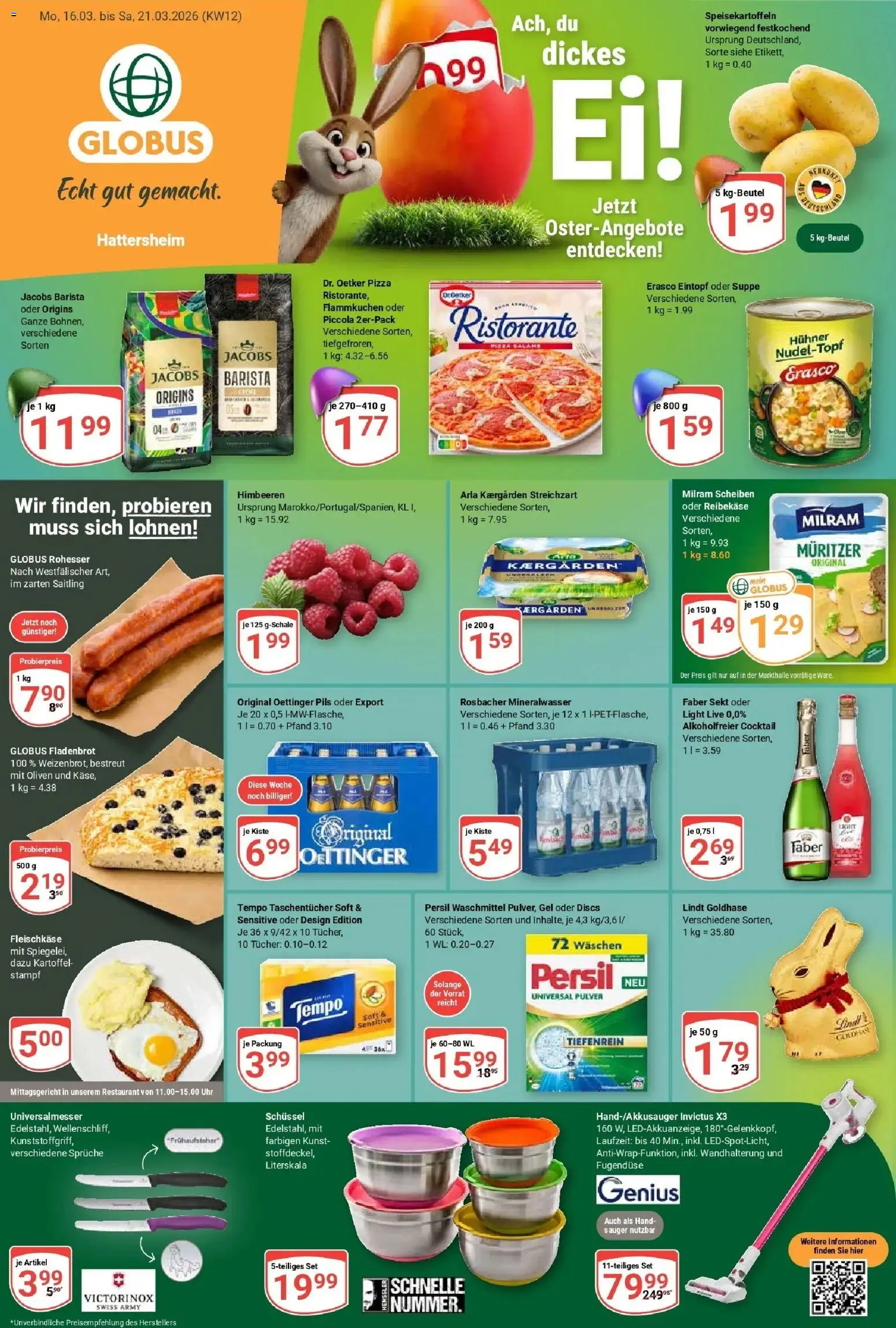 Globus prospekt Hattersheim	 – gültig ab 15.03.2026 | Seite: 1 | Produkte: Himbeeren, Ristorante, Uhr, Persil