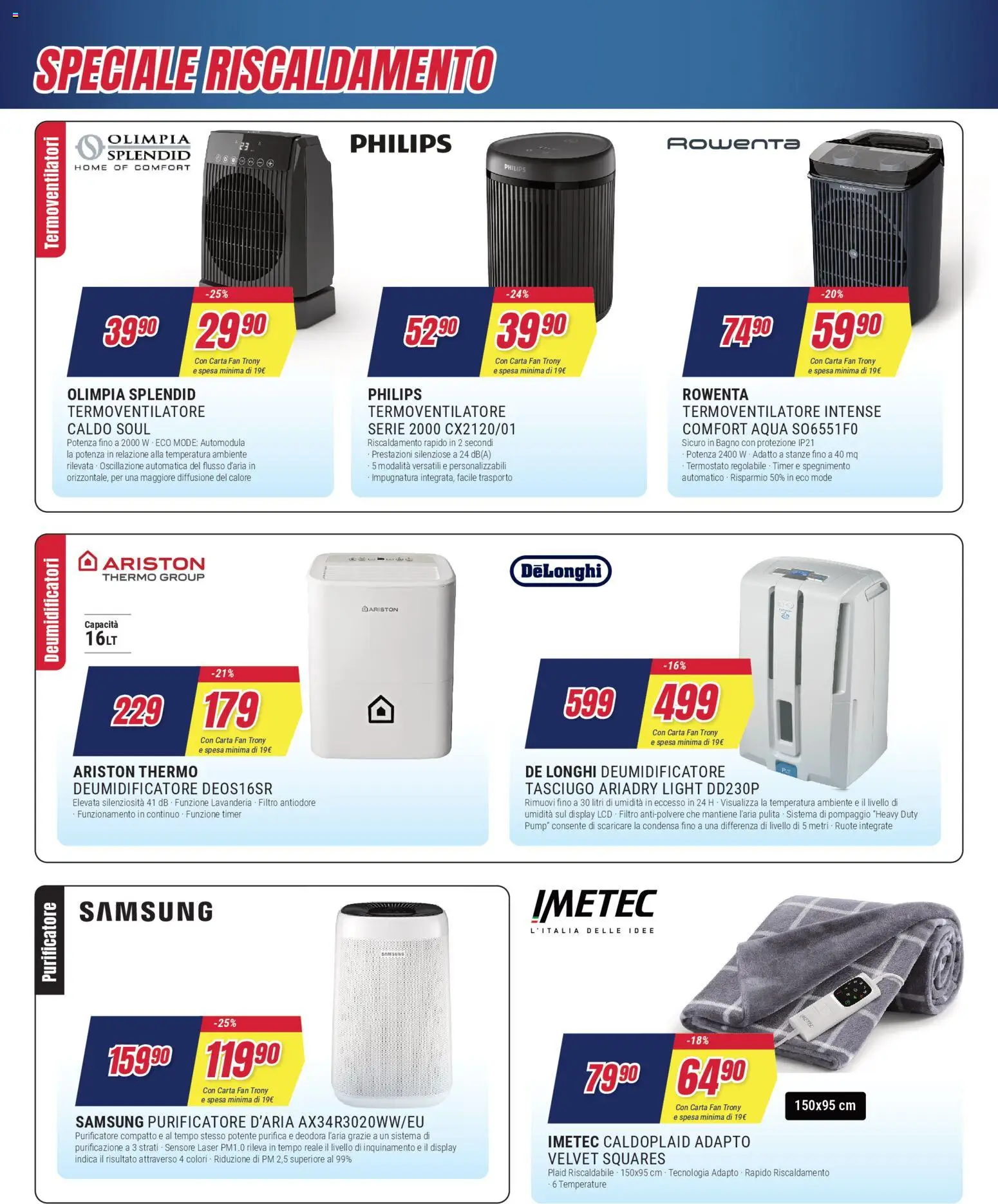 Volantino Trony del 27.12.2025 | Pagina: 19 | Prodotti: Plaid, Fan, Bagno, Samsung