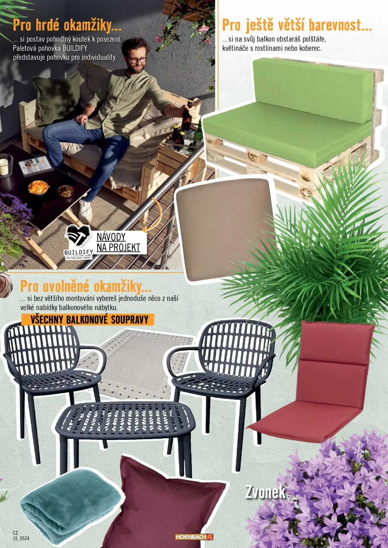 HORNBACH leták - Balkón od 13.08.2025 | Strana: 15 | Produkty: Květináče, Pohovka, Zvonek