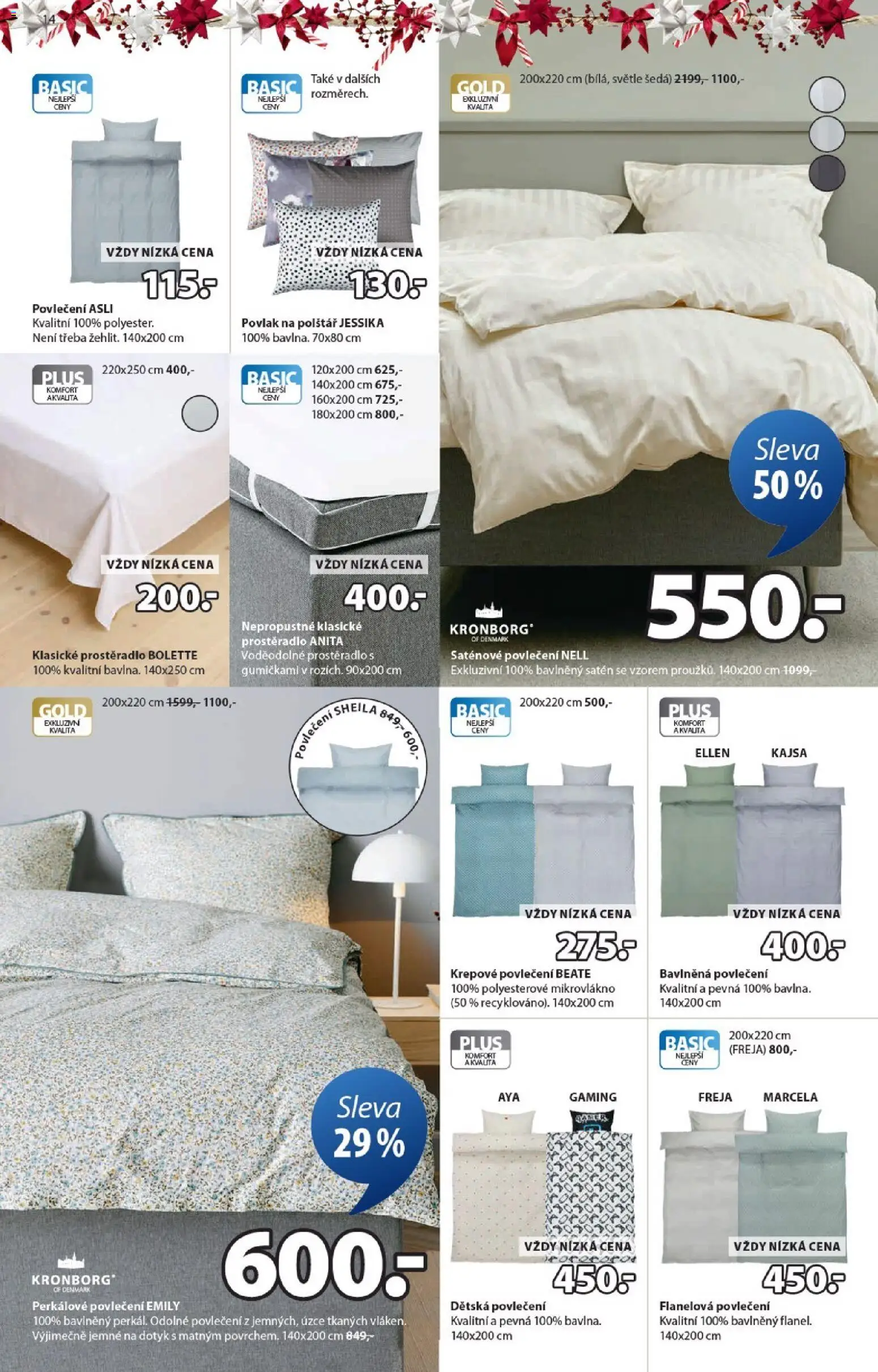 JYSK leták od 24.11.2025 | Strana: 14 | Produkty: Povlak na polštář, Povlečení, Krepové povlečení, Saténové povlečení