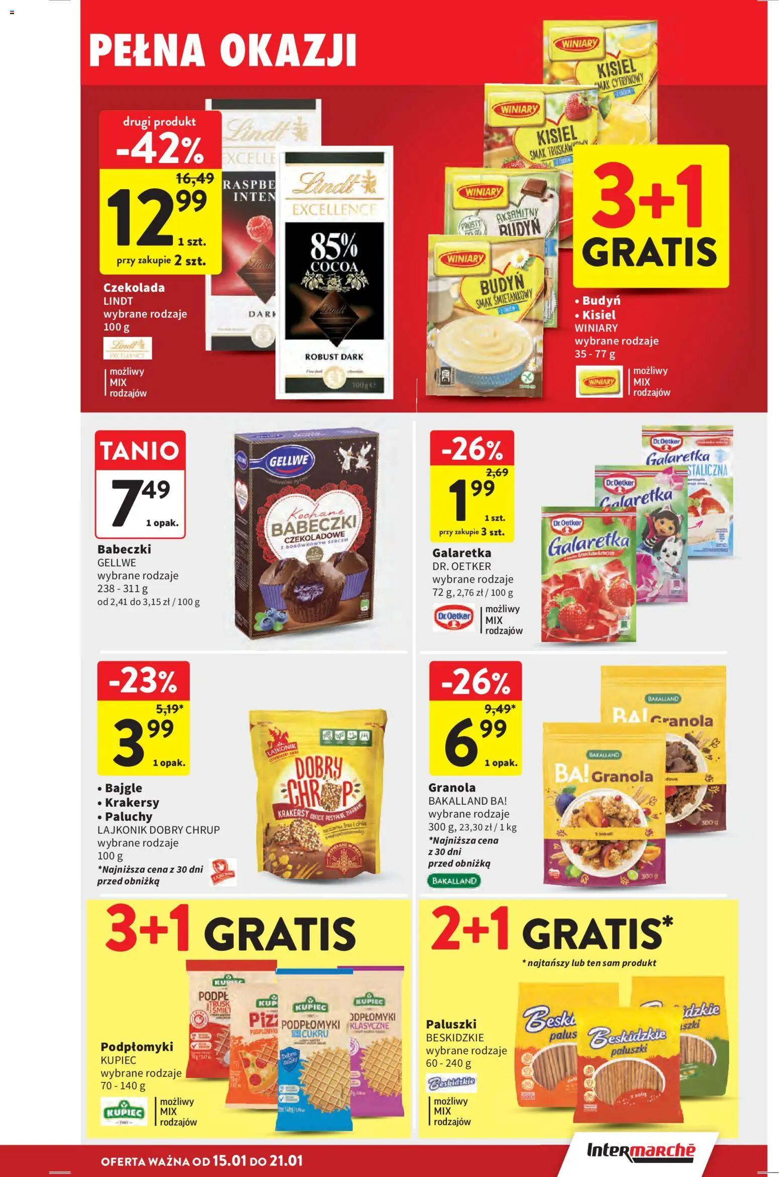 Intermarche Gazetka od 15.01.2026 | Strona: 35 | Produkty: Galaretka, Granola, Krakersy, Babeczki