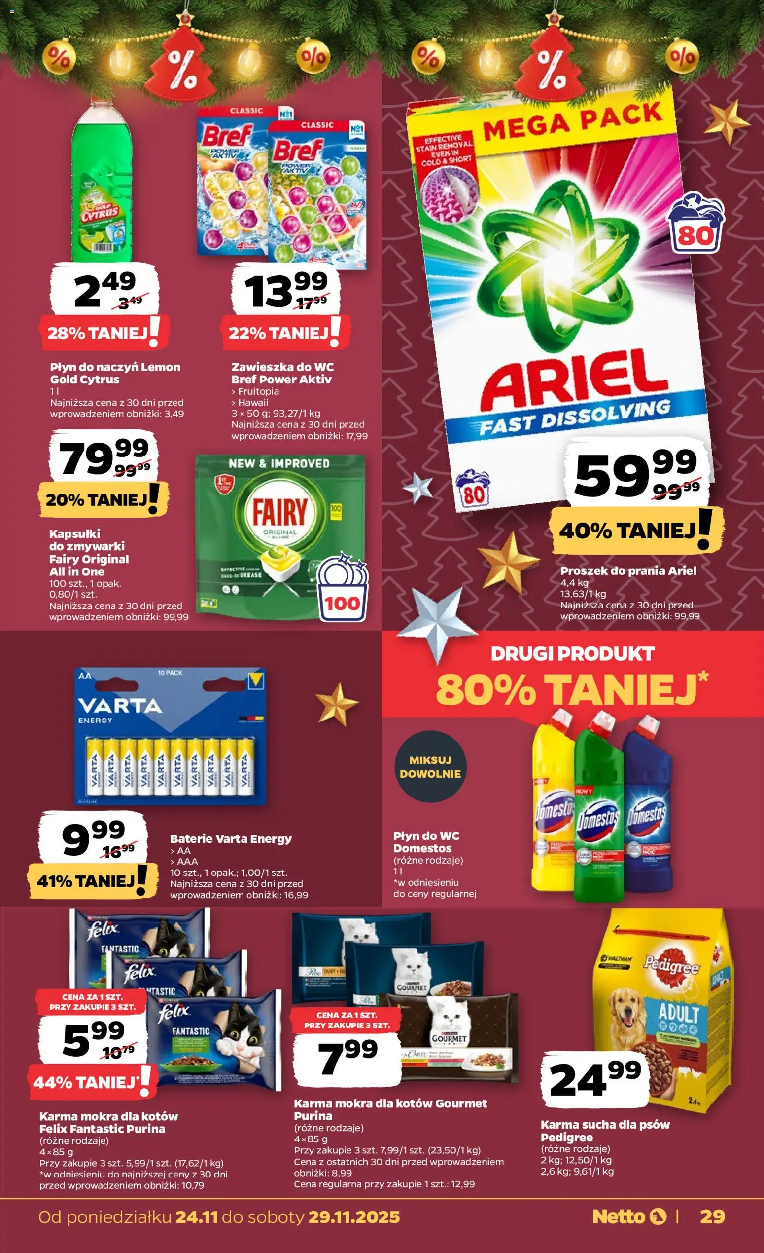 Netto gazetka od 24.11.2025 | Strona: 29 | Produkty: Ariel, Domestos, Fairy, Proszek do prania