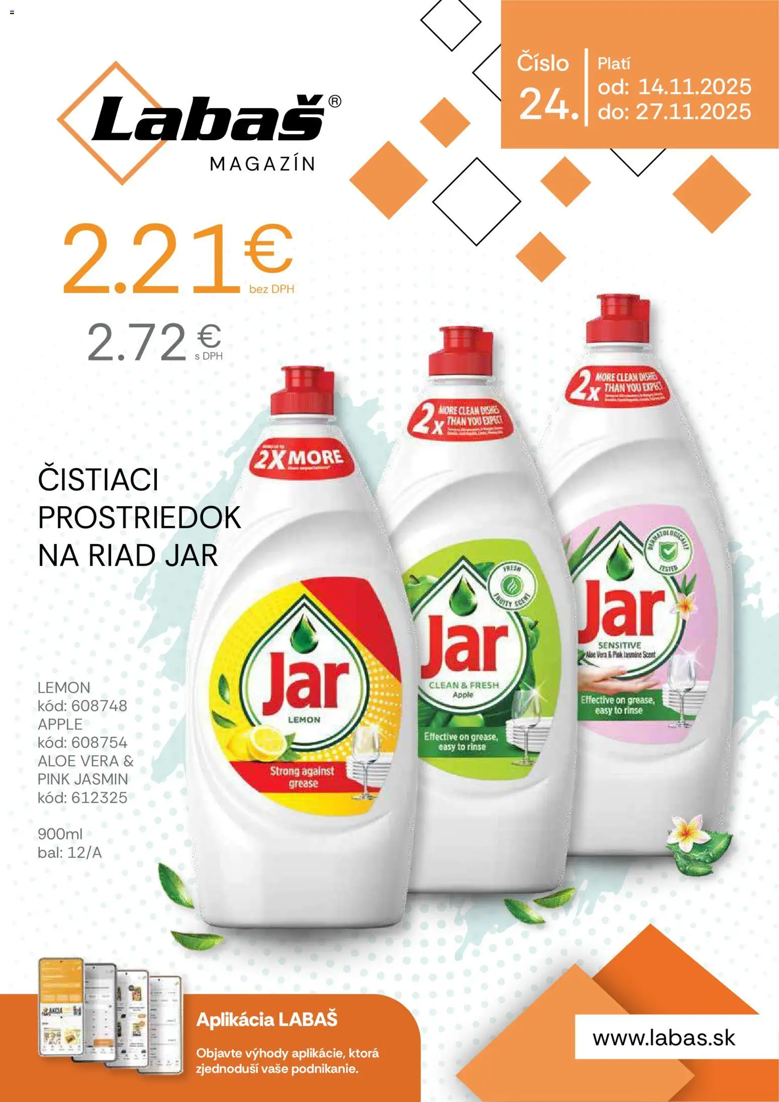 Nové Labaš akcie – leták je platný od 14.11.2025 | Strana: 44 | Produkty: Apple, Jar