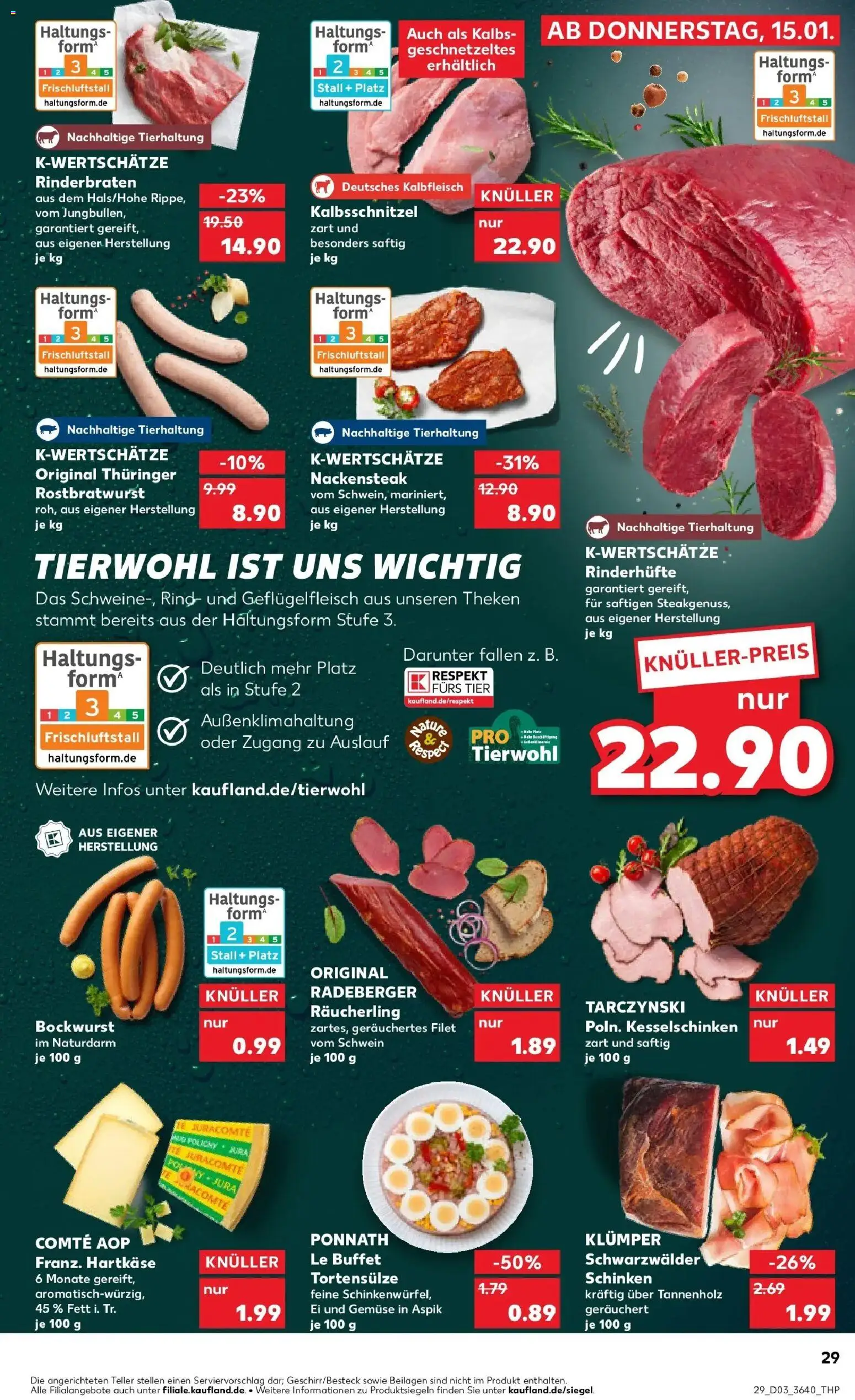 Kaufland prospekt Chemnitz	 – gültig ab 19.01.2026 | Seite: 29 | Produkte: Rinderbraten, Bockwurst, Schinken, Steak