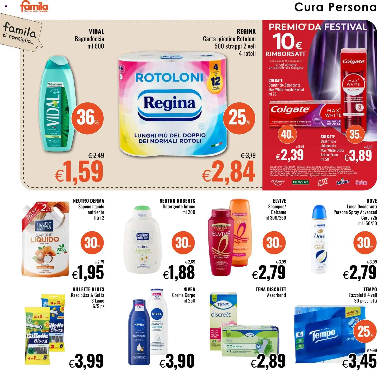 Volantino Famila del 19.02.2026 | Pagina: 18 | Prodotti: Sapone, Detergente intimo, Fazzoletti, Intimo