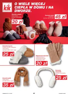 Pogląd oferty "Kik Gazetka" - ważna od 13.10.2025 | Strona: 22 | Produkty: Kapcie, Szalik, Czapka, Rękawiczki