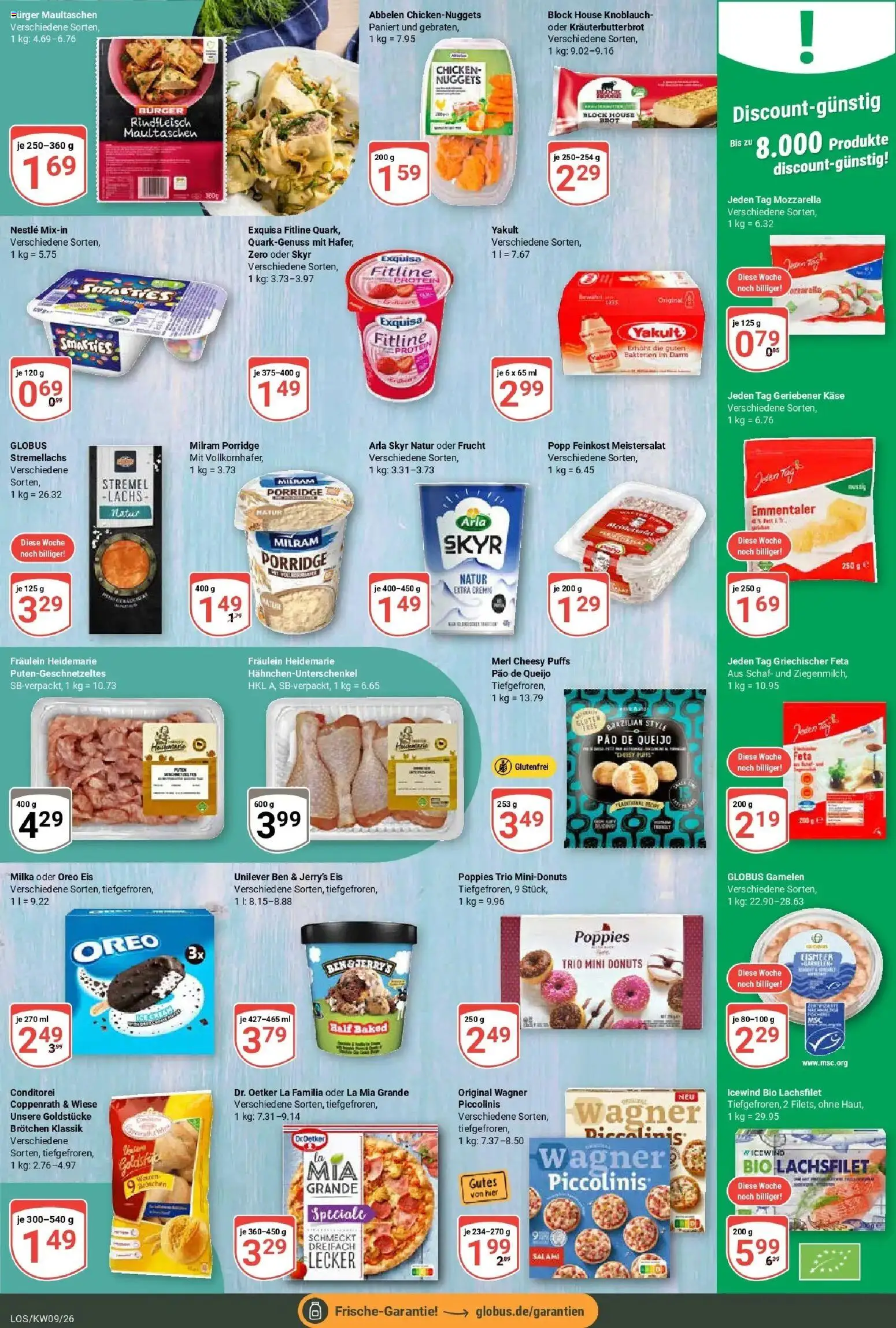 Globus Prospekt Losheim Am See – gültig ab 23.02.2026 | Seite: 14 | Produkte: Mozzarella, Milka, Maultaschen, Eis