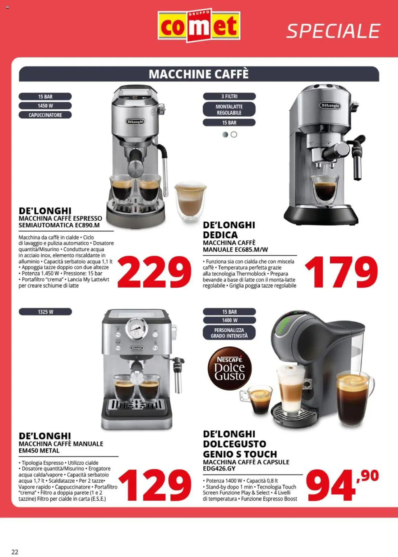 Volantino Comet del 05.08.2025 | Pagina: 22 | Prodotti: Macchina da caffe, Caffè, Latte, Griglia