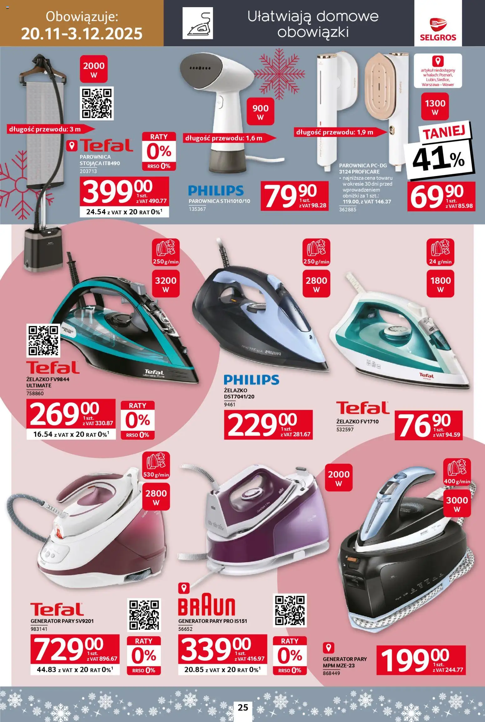 Selgros cash&carry Gazetka - Home&Deco od 20.11.2025 | Strona: 25 | Produkty: Parownica, Generator pary, Tefal