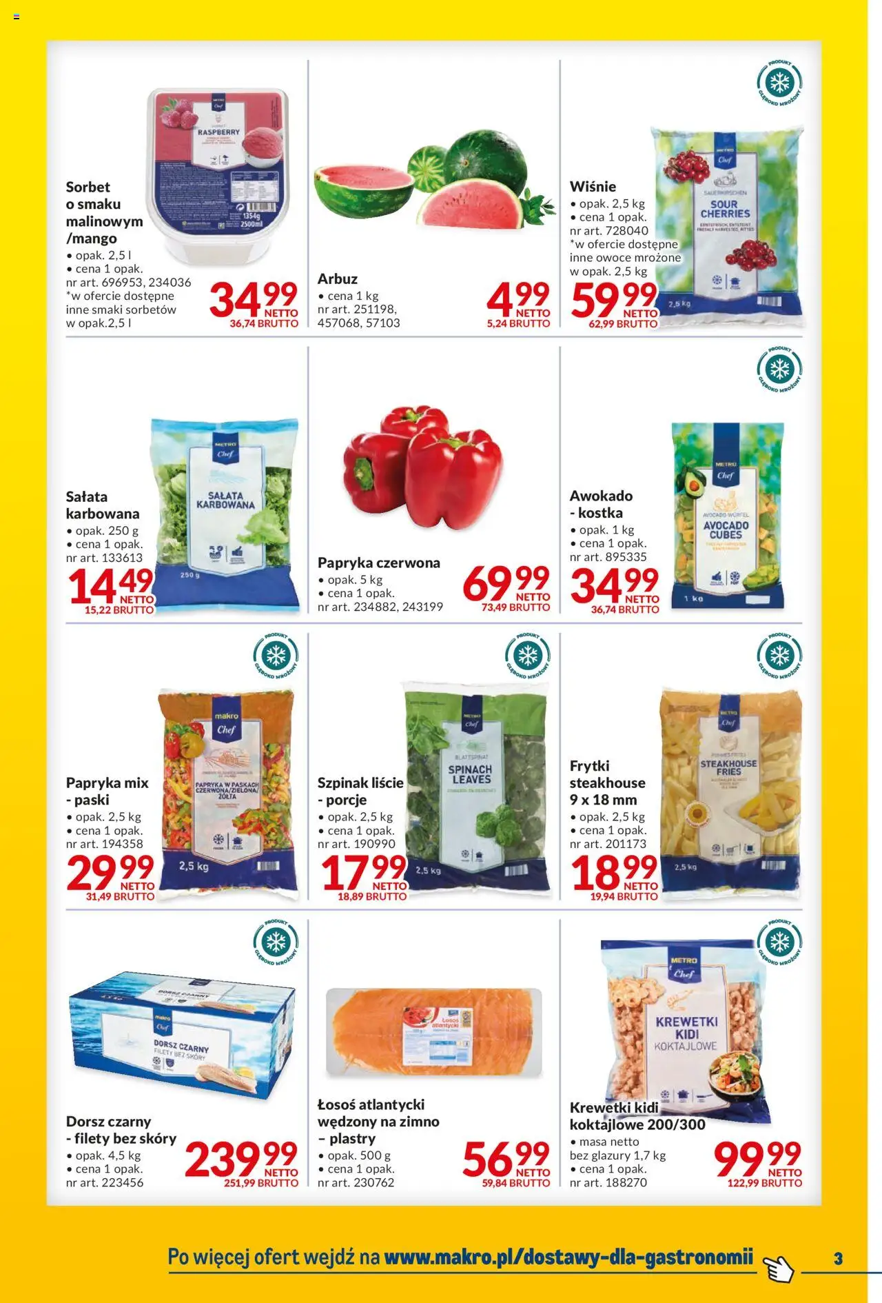 Makro Gazetka - Dostawy dla gastronomii od 10.06.2025 | Strona: 3 | Produkty: Sorbet, Frytki, Awokado, Owoce