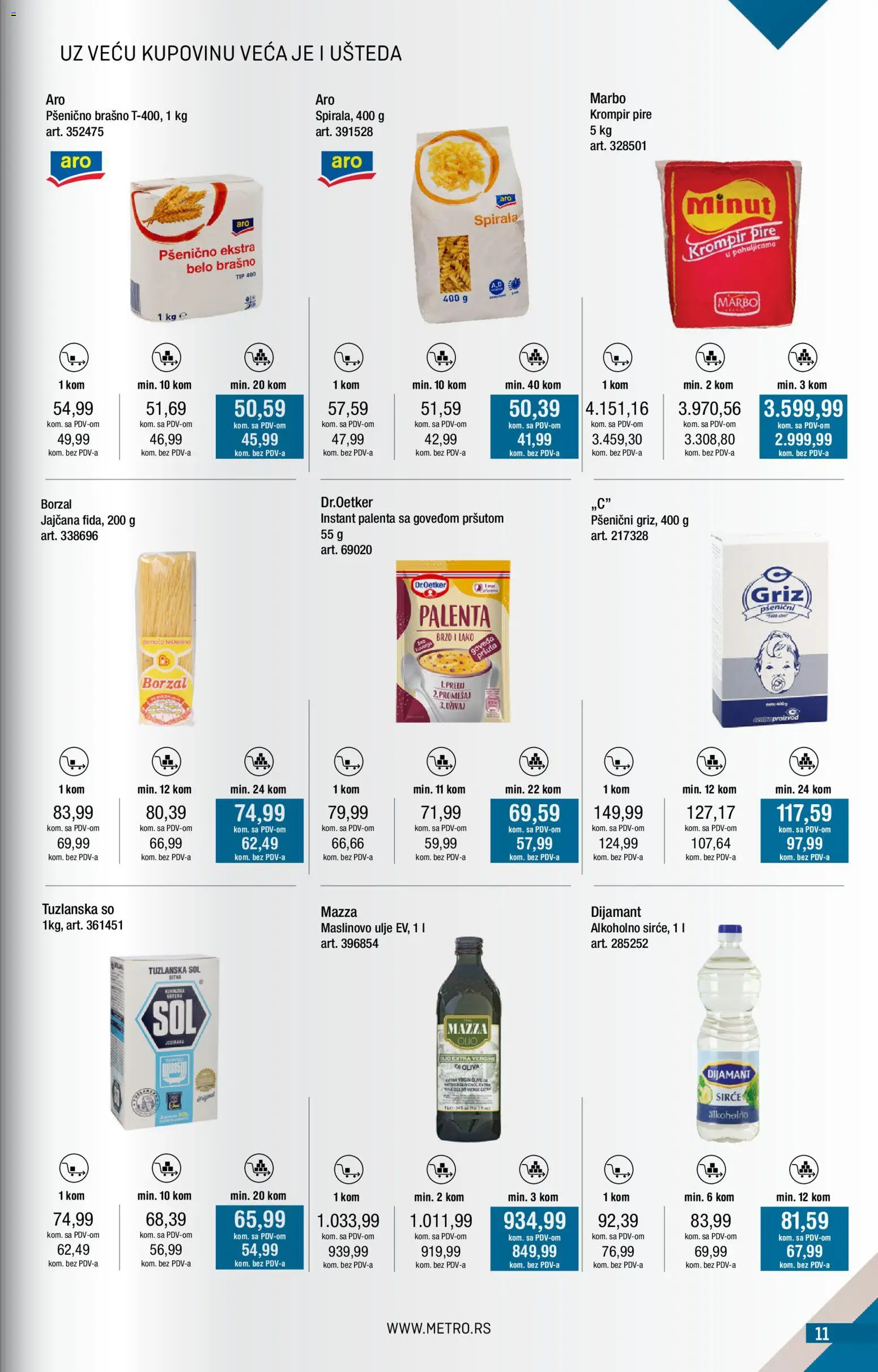 Metro katalog - važi od 02.01.2026 | Strana: 11 | Proizvode: Palenta, So, Pšenično brašno, Maslinovo ulje
