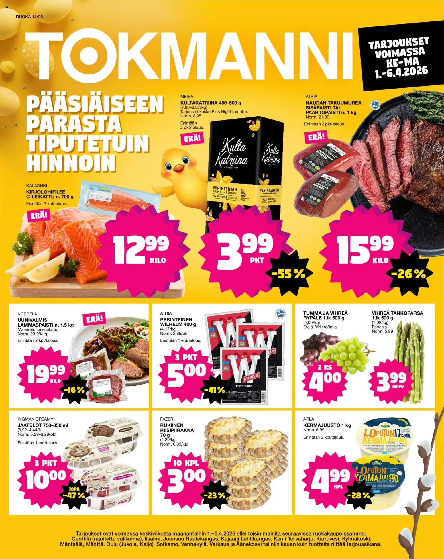 Tokmanni Ruokatarjoukset – voimassa 01.04.2026 alkaen | Sivu: 1