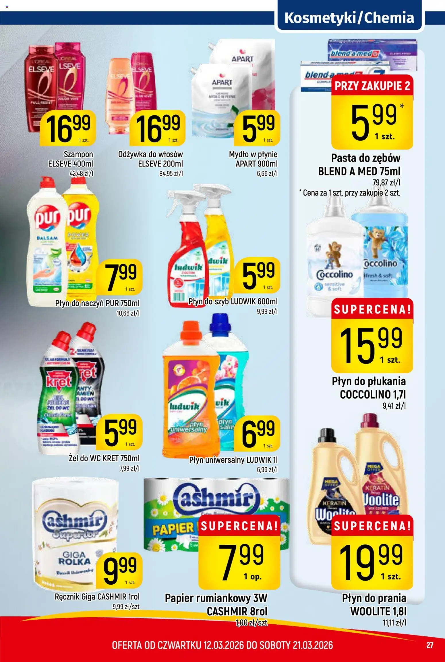 Piotruś Pan gazetka od 12.03.2026 | Strona: 27 | Produkty: Coccolino, Szampon, Odżywka do włosów, Pasta do zębów