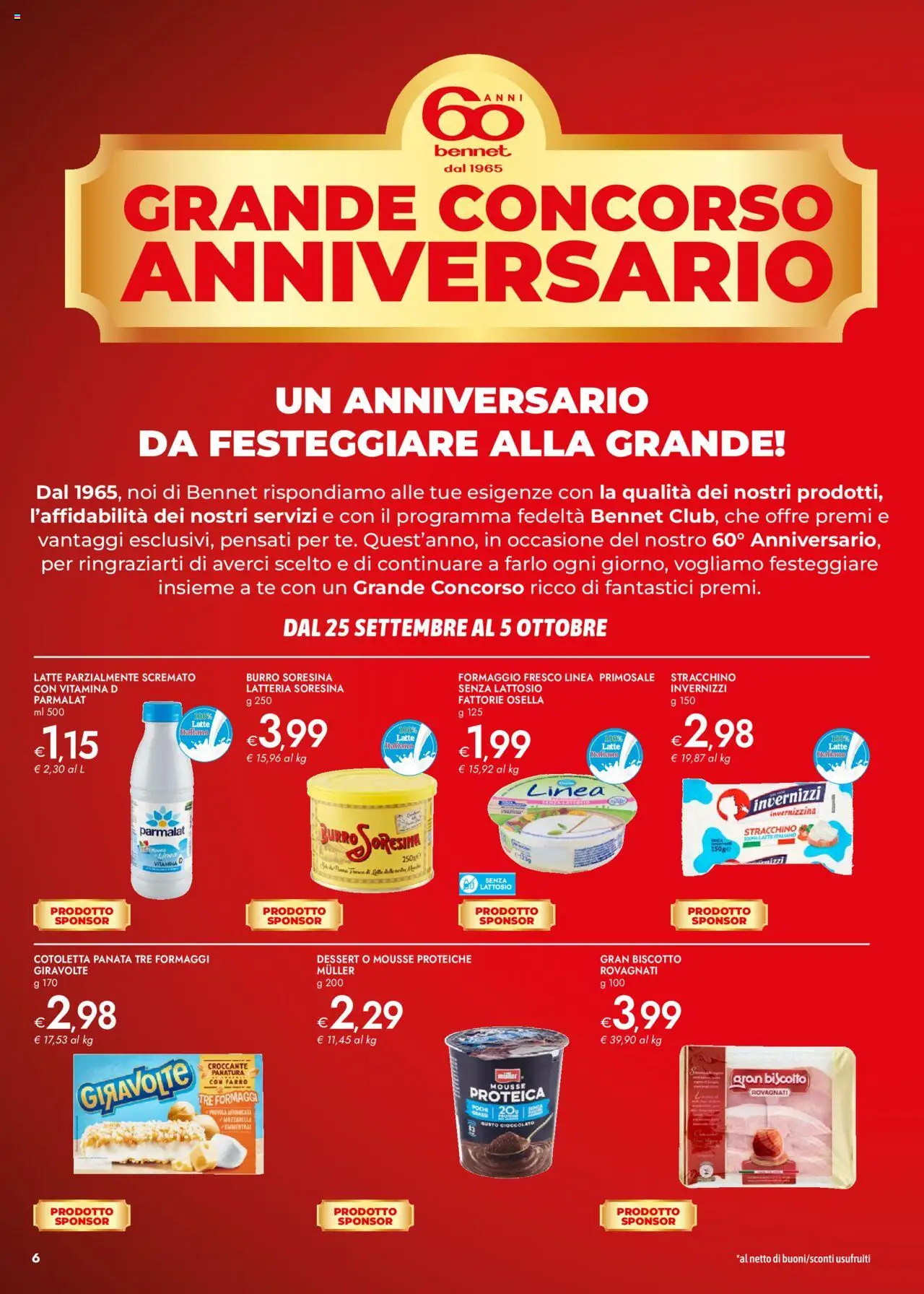 Volantino bennet del 25.09.2025 | Pagina: 6 | Prodotti: Cioccolato, Mozzarella, Latte, Farro