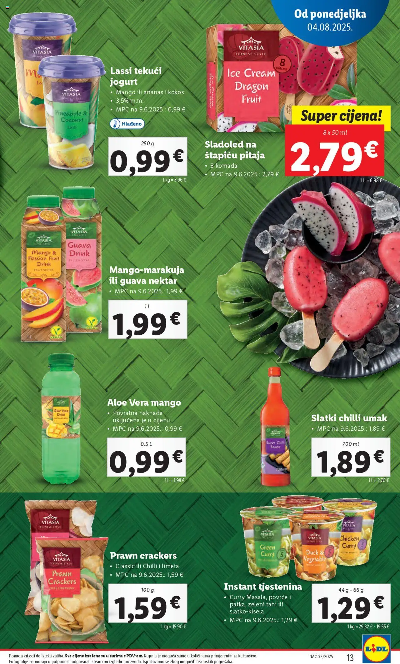 Lidl katalog | vrijedi od 04.08.2025 | Stranica: 13 | Proizvodi: Tjestenina, Sladoled, Umak, Curry