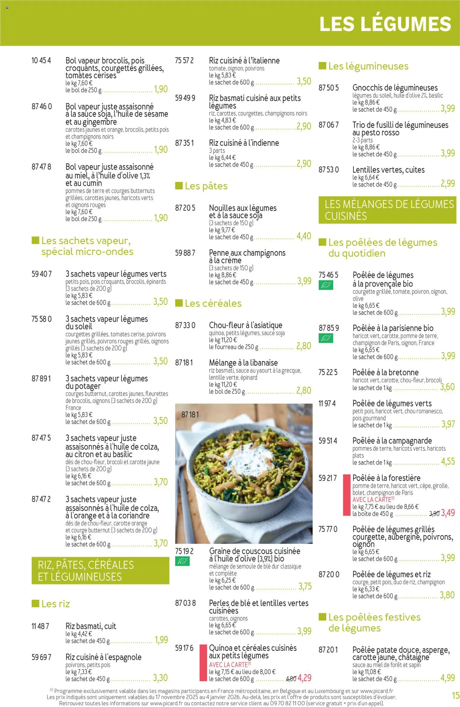 {H1} | Page: 15 | Produits: Epinard, Quinoa, Couscous, Nouilles