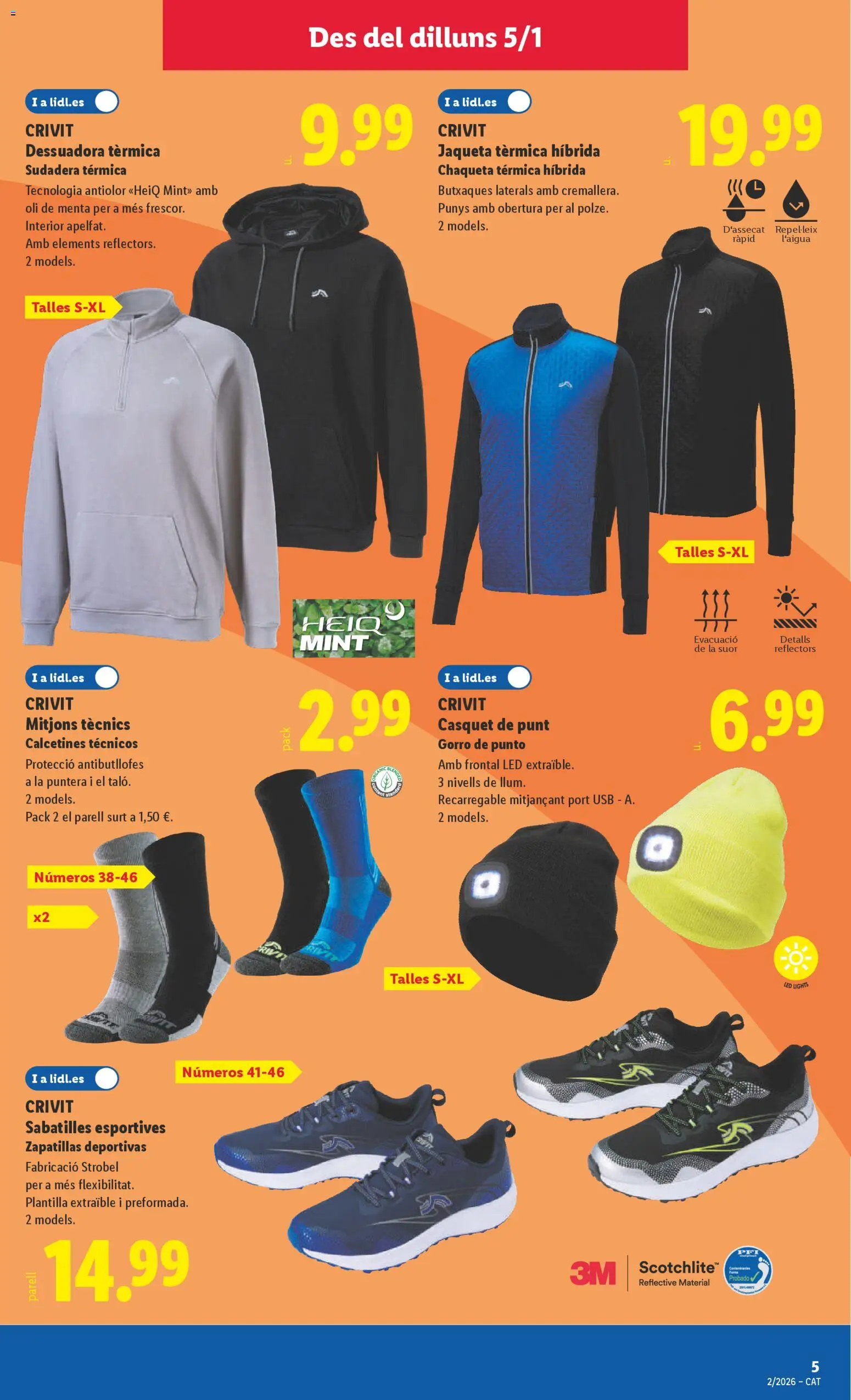 Lidl folleto de bazar │ válido desde el 05.01.2026 | Página: 5 | Productos: Sudadera, Chaqueta, Zapatillas, USB