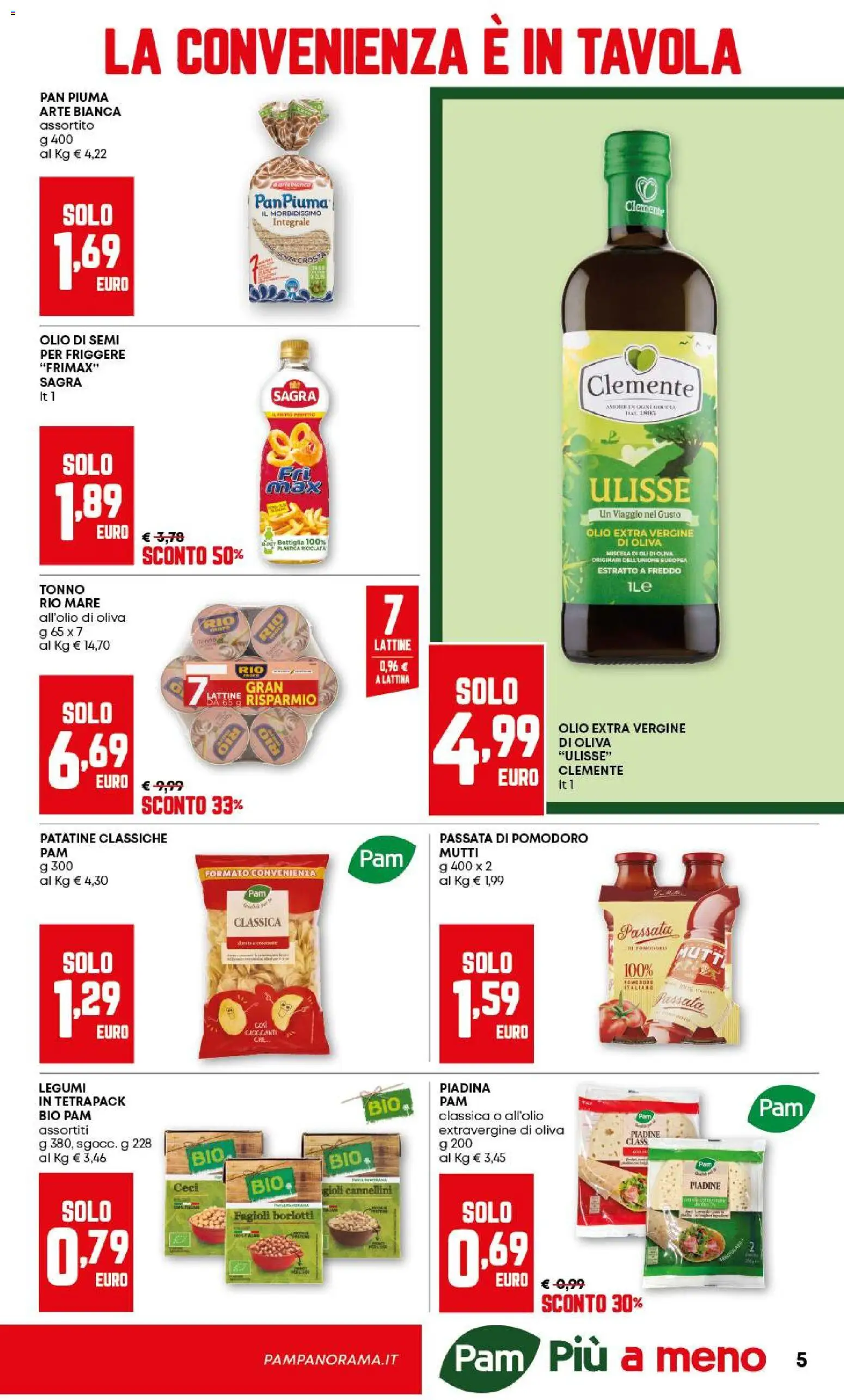 Volantino PAM del 12.03.2026 | Pagina: 5 | Prodotti: Cannellini, Pomodoro, Tonno, Olio extra vergine