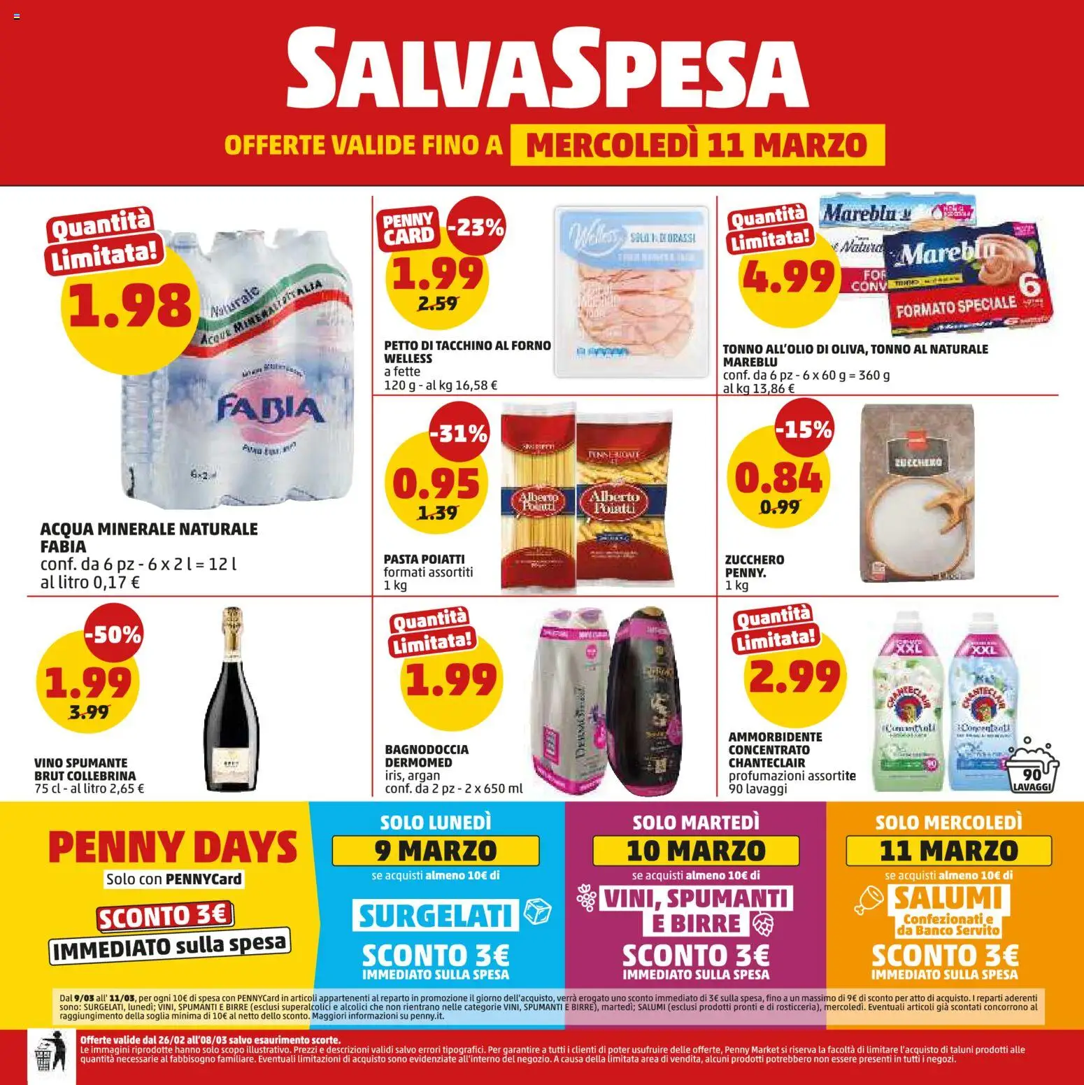 Volantino PENNY del 26.02.2026 | Pagina: 20 | Prodotti: Tacchino, Pasta, Spumante, Acqua minerale