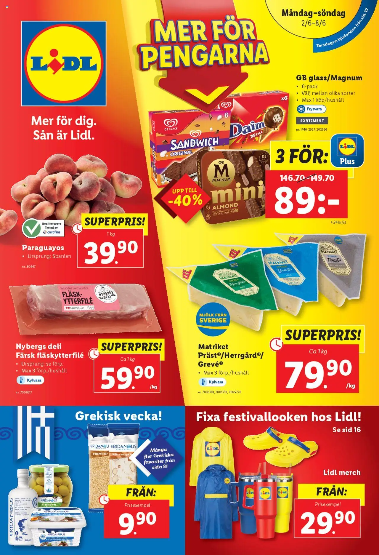 Lidl reklamblad aktuell från 02.06.2025 | Sida: 1 | Produkter: Sandwich, Fläskytterfilé, Mjölk, Fläsk