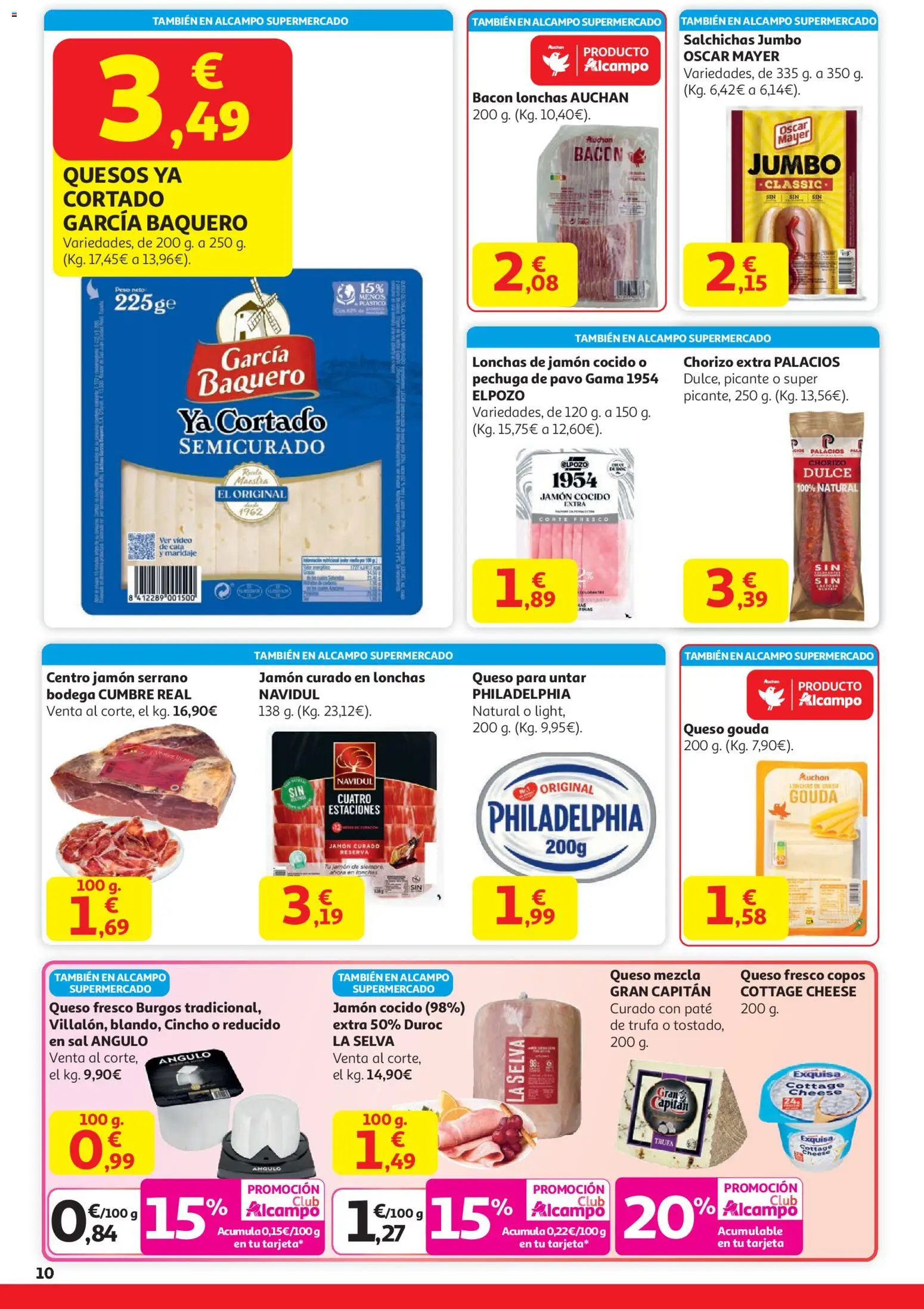 Alcampo - HG Unico Madrid │ válido desde el 29.12.2025 | Página: 10 | Productos: Queso, Jamón, Jamón cocido, Copos