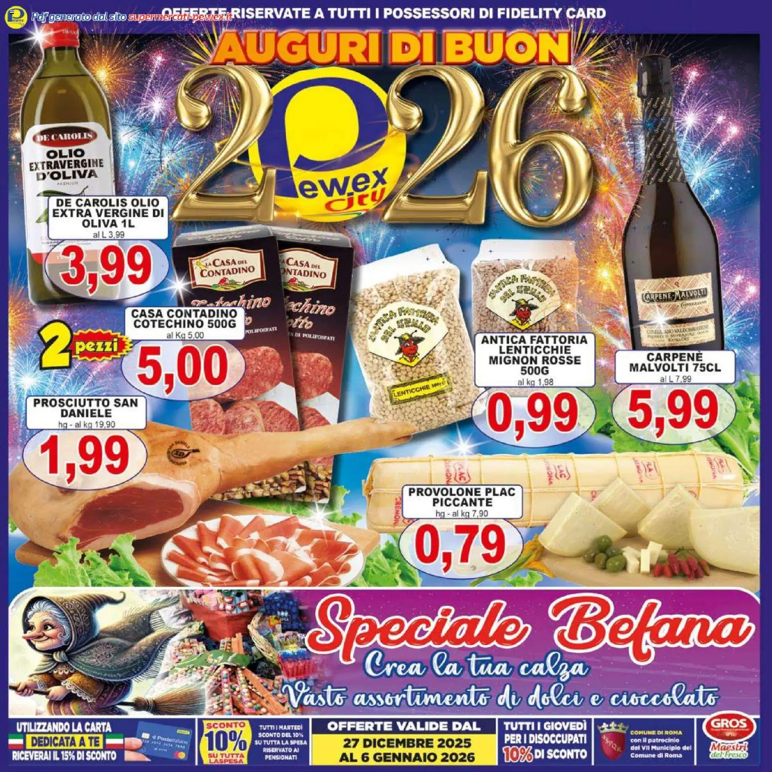Volantino Pewex del 27.12.2025 | Pagina: 1 | Prodotti: Cioccolato, Tè, Lenticchie, Cotechino