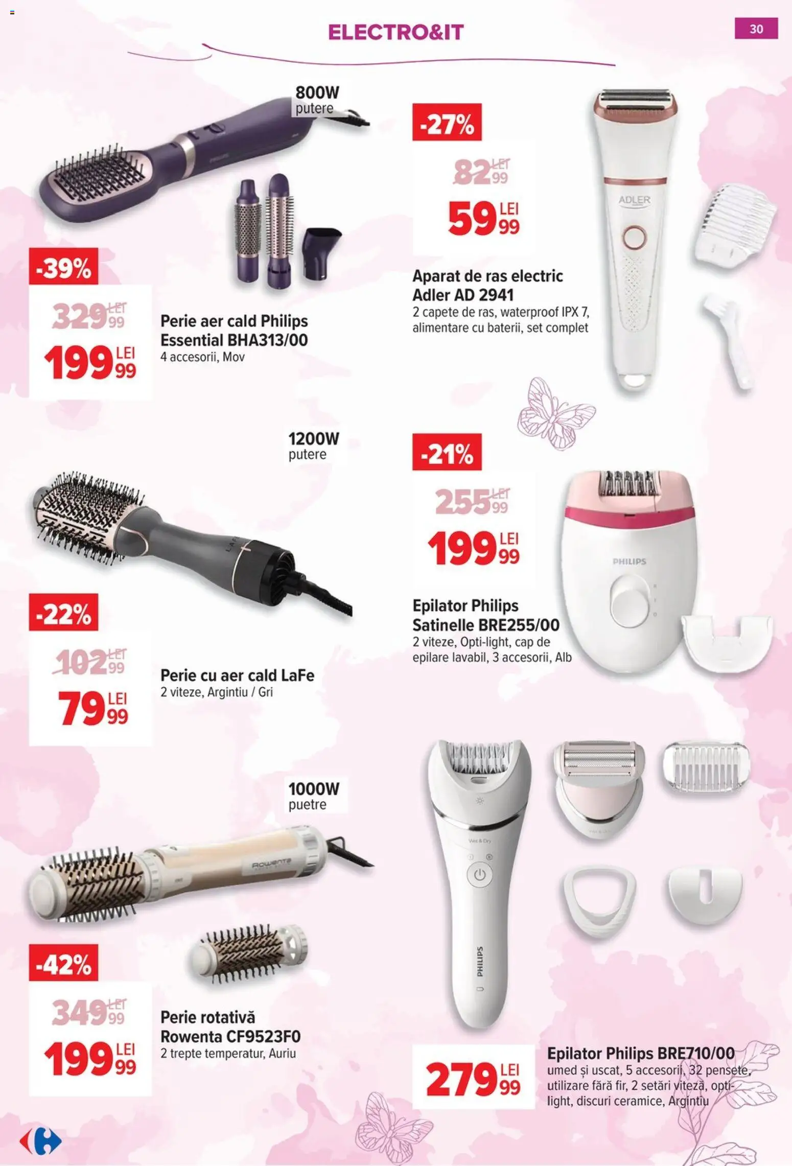 Noul catalog Carrefour – valabil de la 18.02.2026 | Pagină: 31 | Produse: Perie rotativă, Aparat De Ras, Epilator, Perie