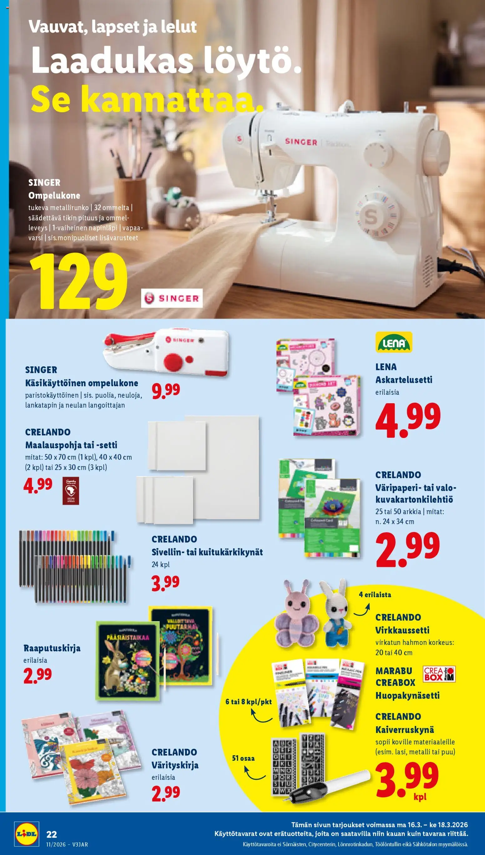 Lidl tarjoukset - Helsinki – voimassa 12.03.2026 alkaen | Sivu: 28 | Tuotteet: Ompelukone, Sivellin