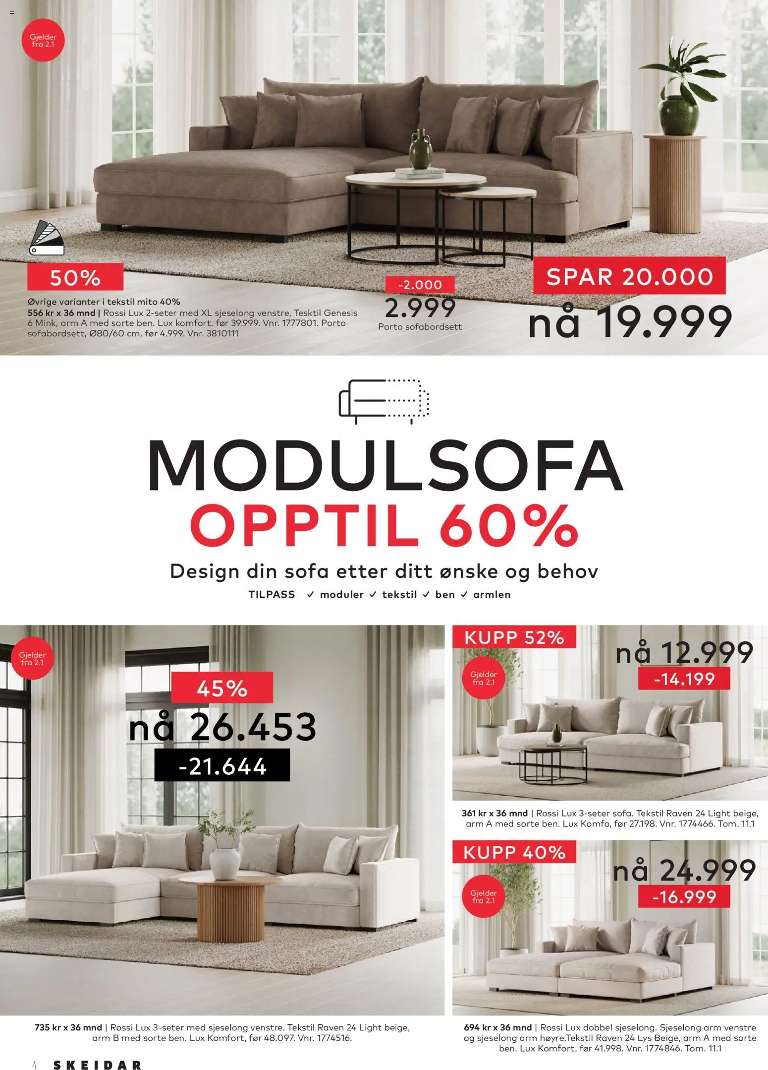 {H1} | Side: 4 | Produkter: Lys, Sofa, Sjeselong