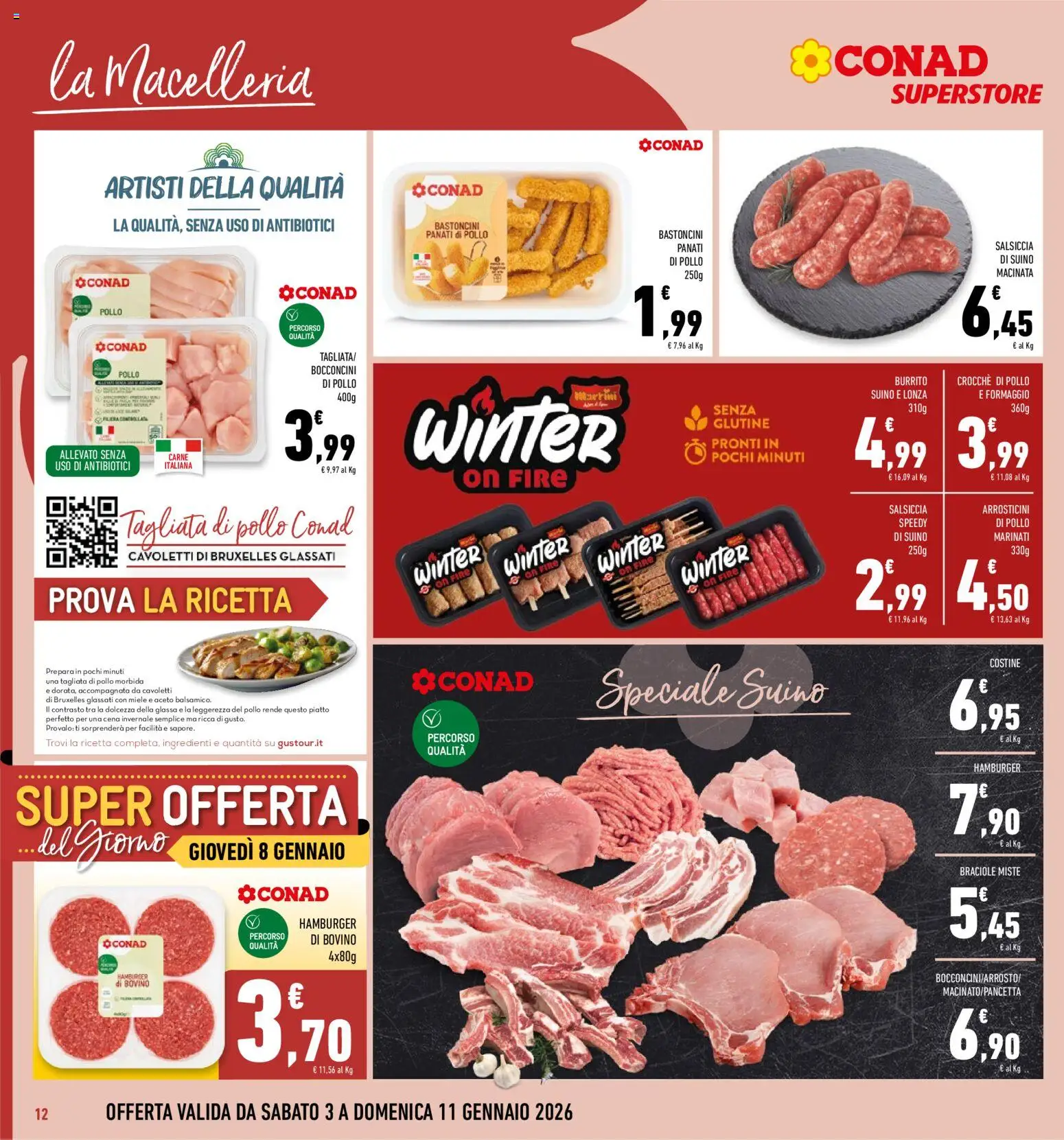 Volantino Conad del 03.01.2026 | Pagina: 12 | Prodotti: Bovino, Salsiccia, Aceto, Miele