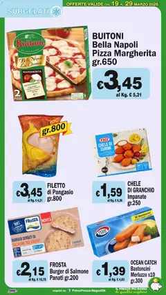 Anteprima del volantino Primo Prezzo volantino valido a partire dal 19.03.2026 | Pagina: 38 | Prodotti: Pizza, Merluzzo, Surimi, Pesca