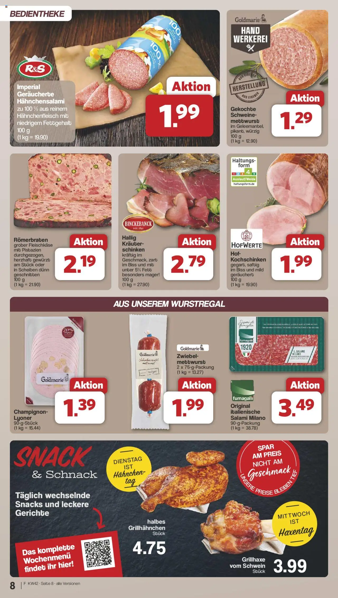 Famila Nordwest Prospekt 	 – gültig ab 13.10.2025 | Seite: 8 | Produkte: Hahnchen, Pistazien, Salami, Schinken