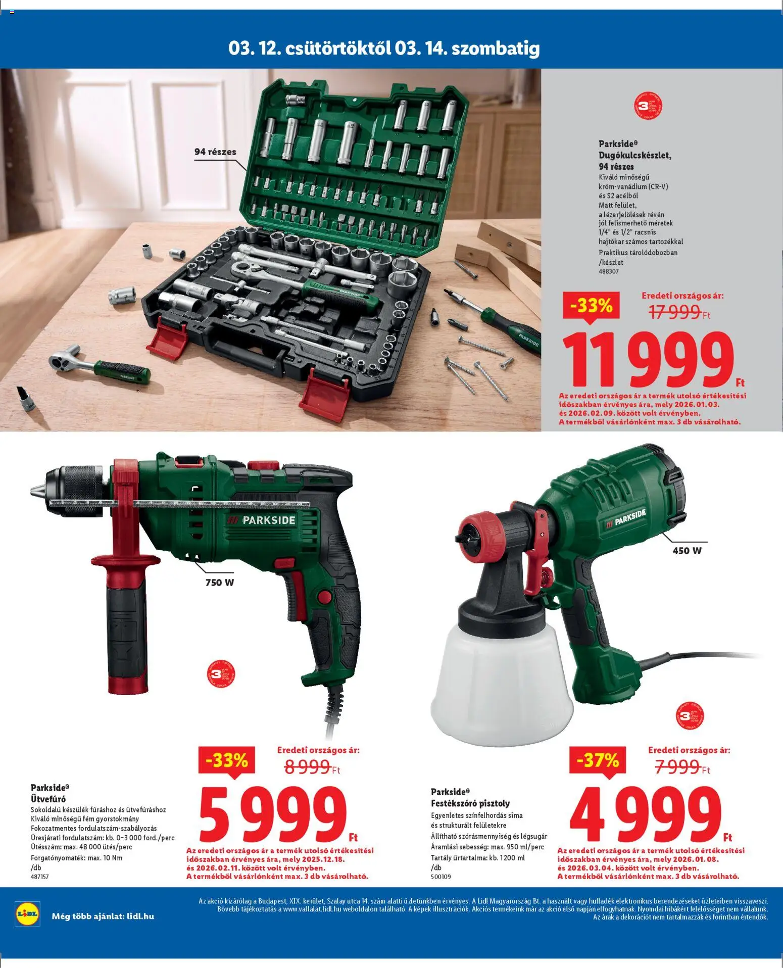 Lidl akciós ujság - amely érvényes a következő dátumtól: 12.03.2026 | Oldal: 6 | Termékek: Parkside, Ütvefúró