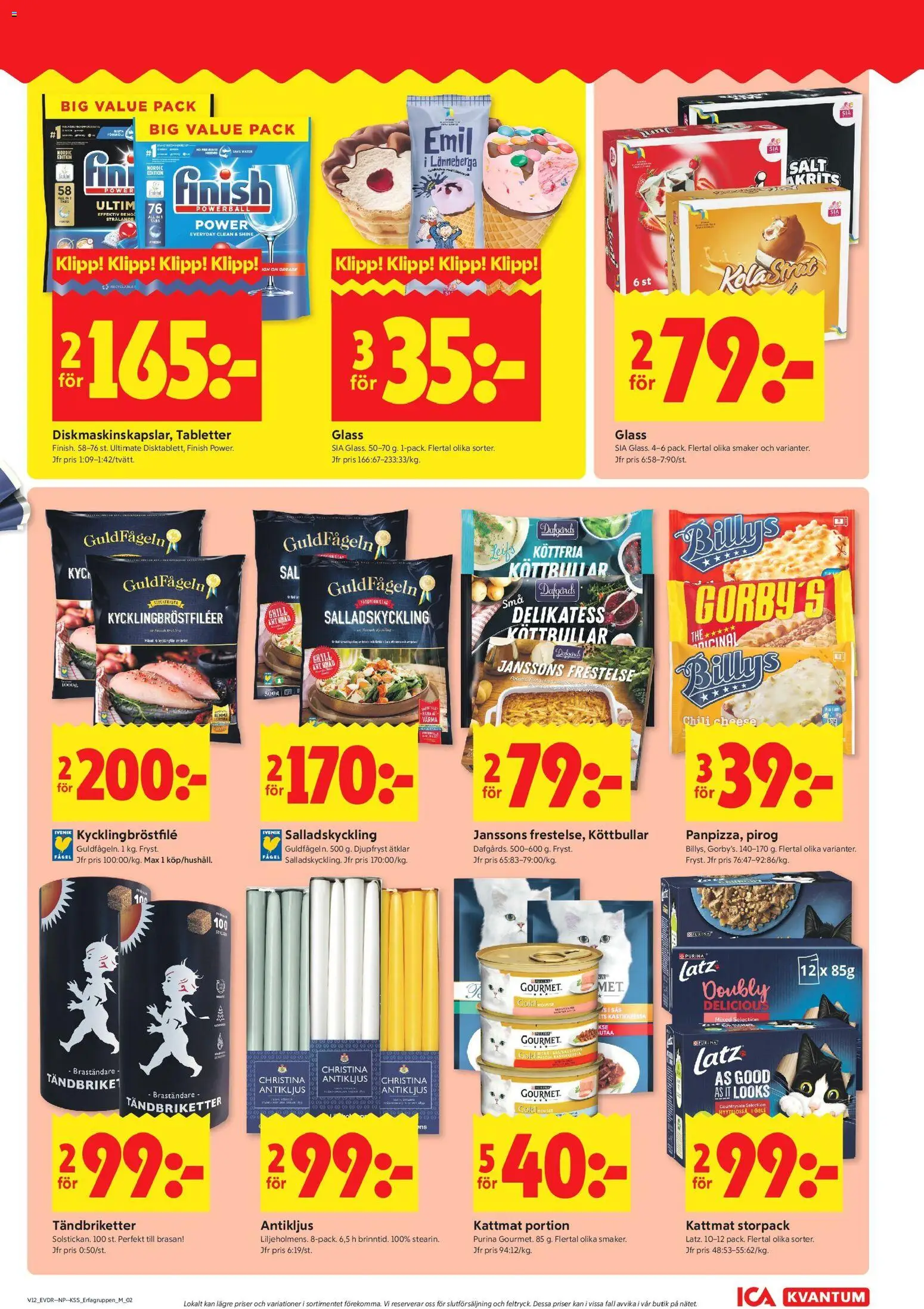 ICA Kvantum reklamblad aktuell från 16.03.2026 | Sida: 9 | Produkter: Köttbullar, Chili, Kattmat, Glass