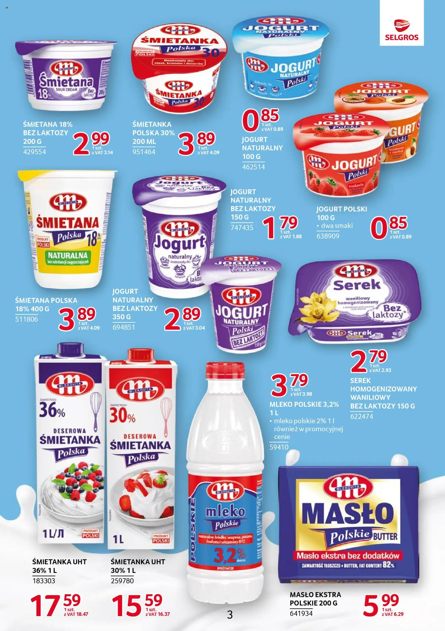 Selgros cash&carry Gazetka - Markowe produkty od 06.11.2025 | Strona: 3 | Produkty: Bez laktozy, Mleko, Jogurt, Śmietana