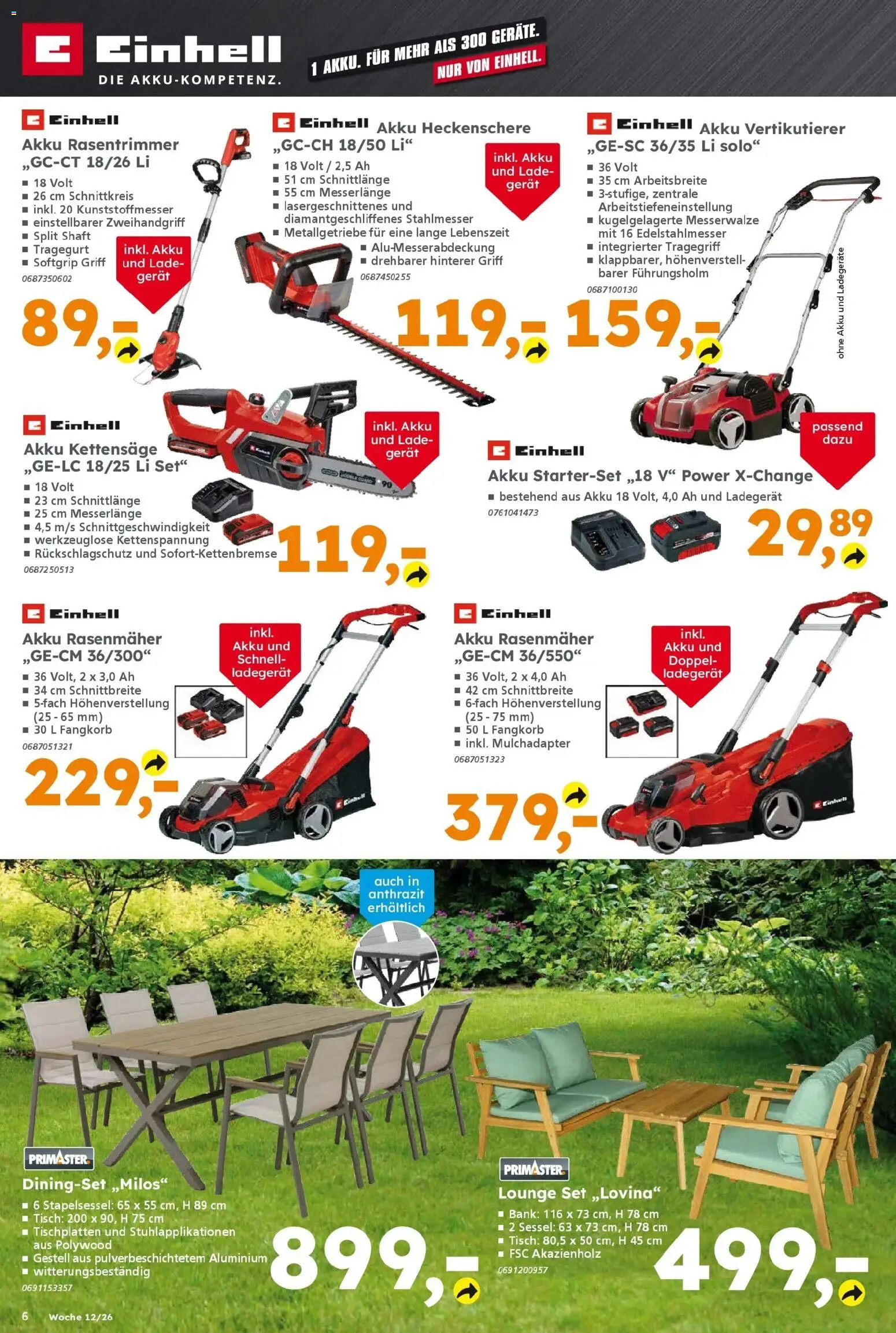 Globus Baumarkt Prospekt Hermeskeil	 – gültig ab 16.03.2026 | Seite: 6 | Produkte: Rasenmäher, Sessel, Tisch, Ladegerät