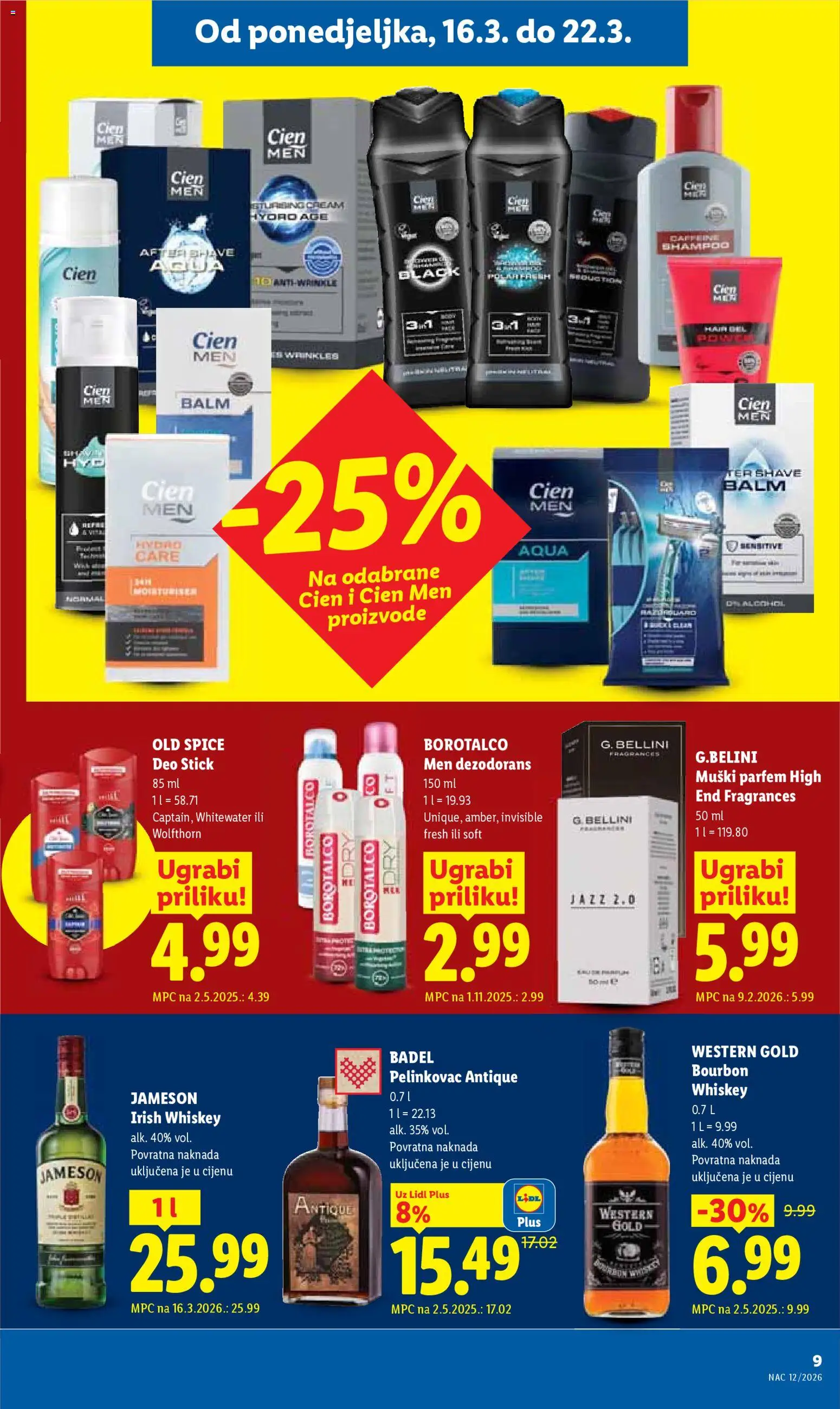 Lidl katalog | vrijedi od 16.03.2026 | Stranica: 9 | Proizvodi: Jameson, Parfem, Dezodorans, Old Spice