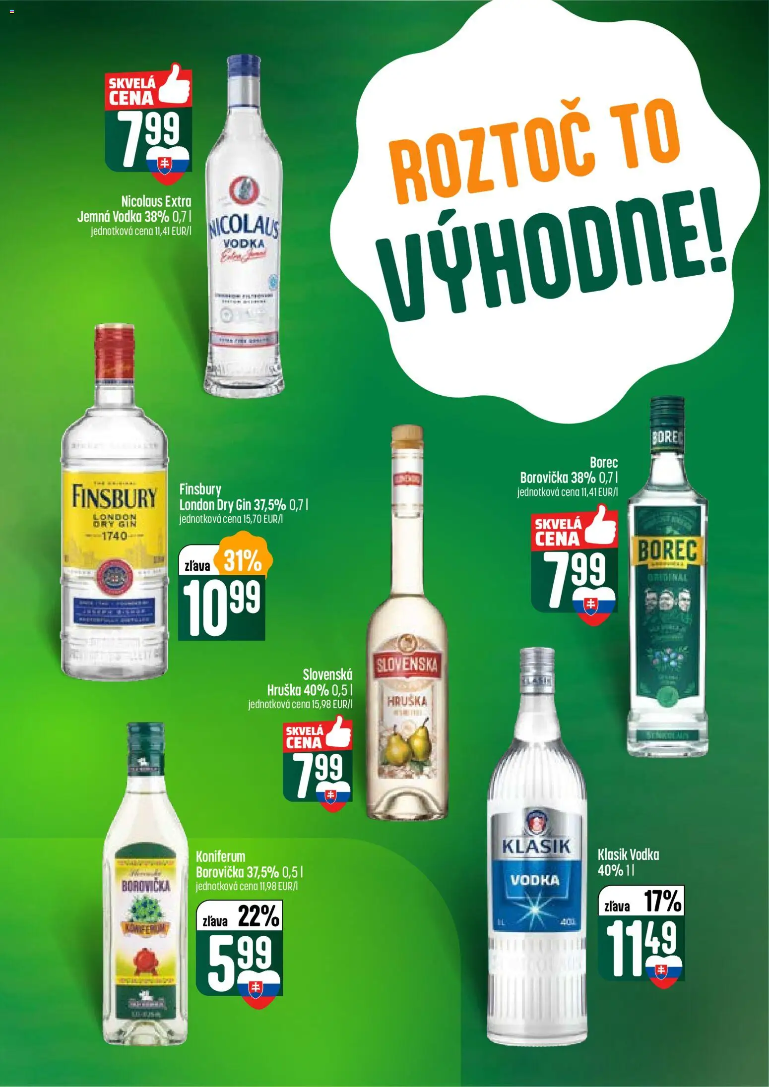 Nové COOP Jednota akcie – leták je platný od 15.01.2026 | Strana: 51 | Produkty: Borovička, Koniferum, Gin, Vodka