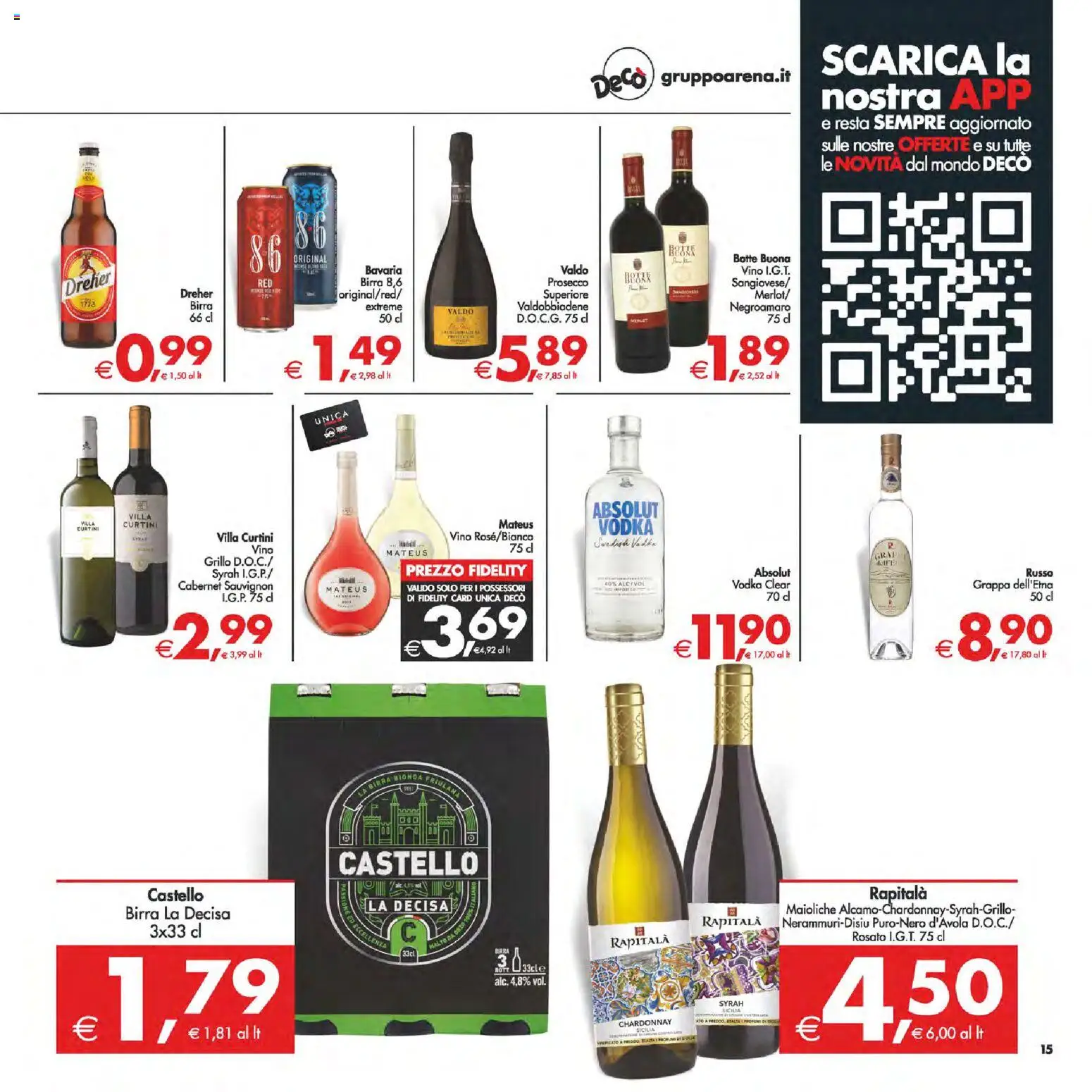Volantino Decò del 14.11.2025 | Pagina: 15 | Prodotti: Birra, Prosecco, Vino, Grappa
