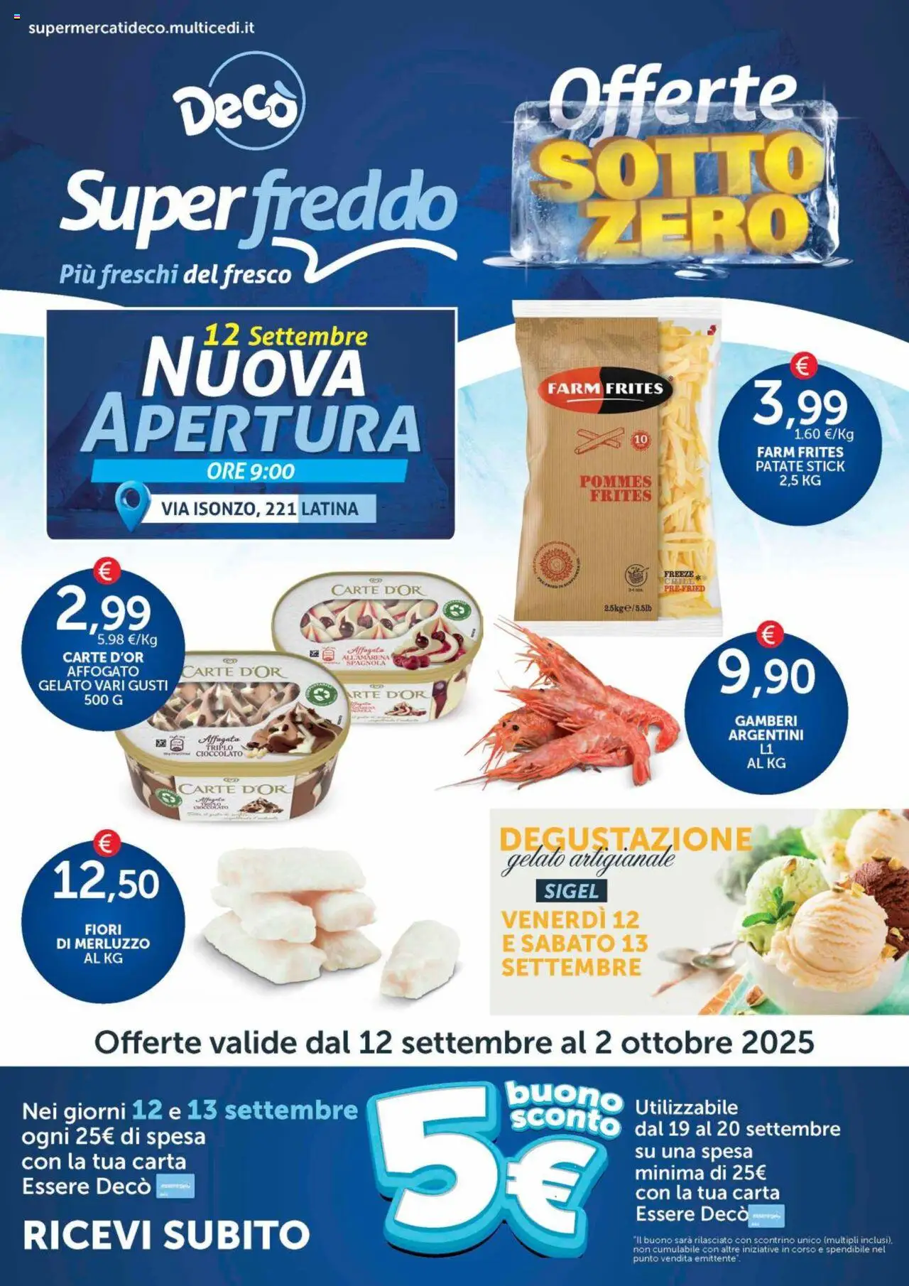 Volantino Decò del 12.09.2025 | Pagina: 1 | Prodotti: Cioccolato, Merluzzo, Gelato, Patate