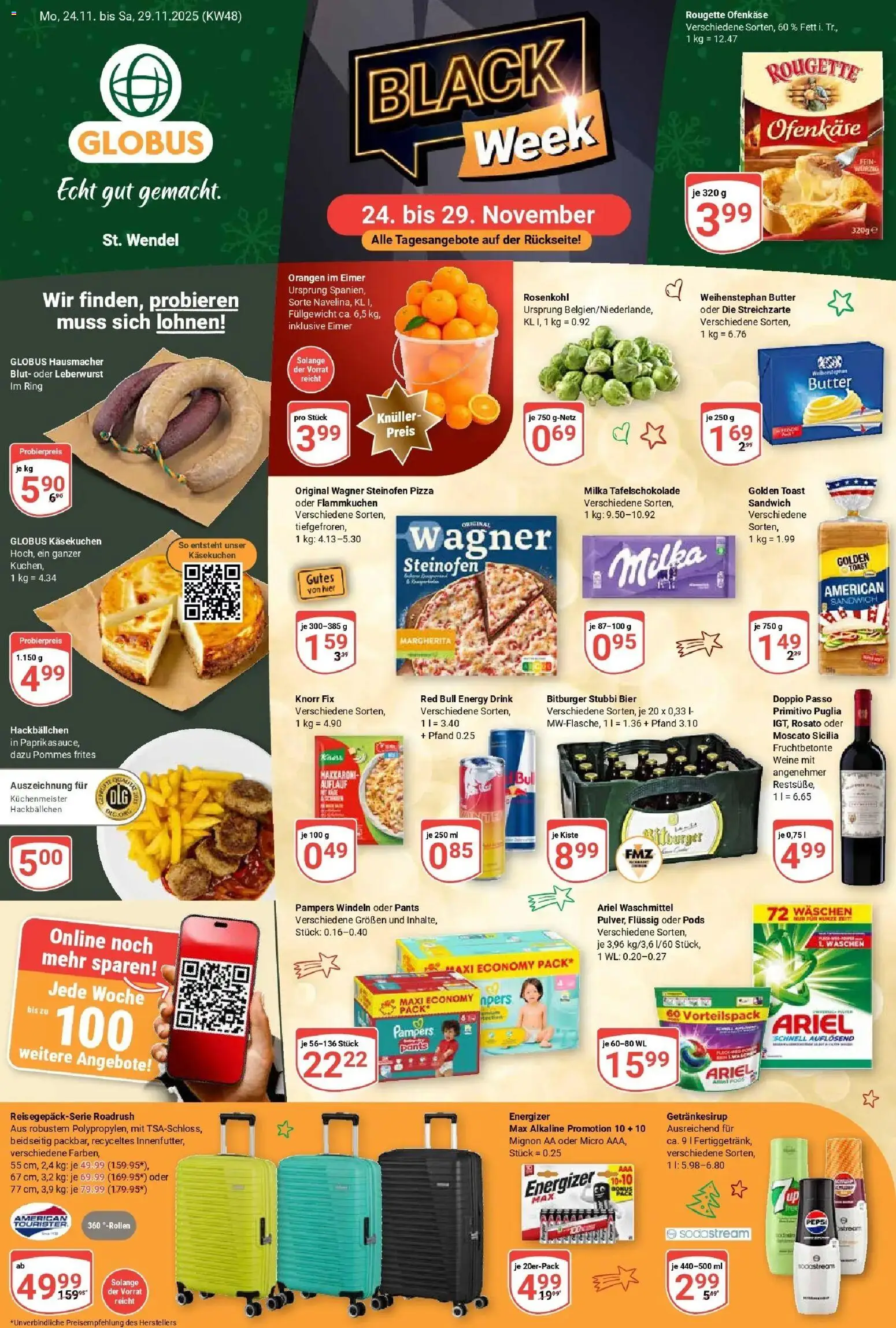 Globus prospekt St. Wendel	 – gültig ab 23.11.2025 | Seite: 3 | Produkte: Bier, Rougette ofenkase, Doppio Passo, Pizza