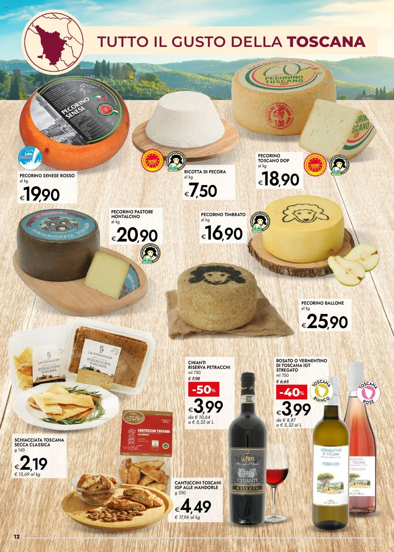 Volantino bennet del 07.04.2026 | Pagina: 12 | Prodotti: Latte, Mandorle, Ricotta, Pecorino