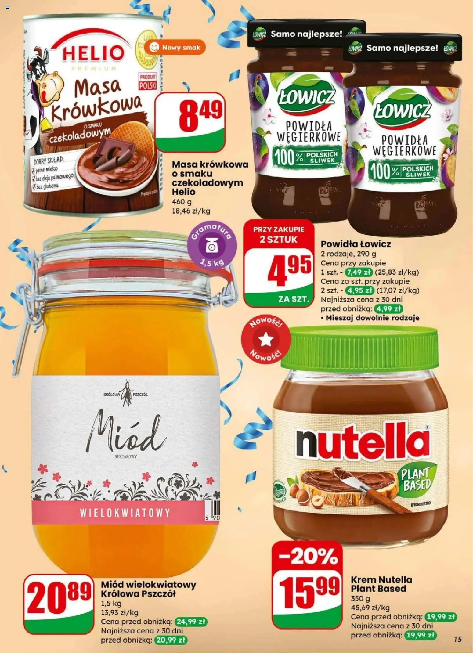 Dino Gazetka od 31.12.2025 | Strona: 15 | Produkty: Miód, Nutella, Powidła, Mleko