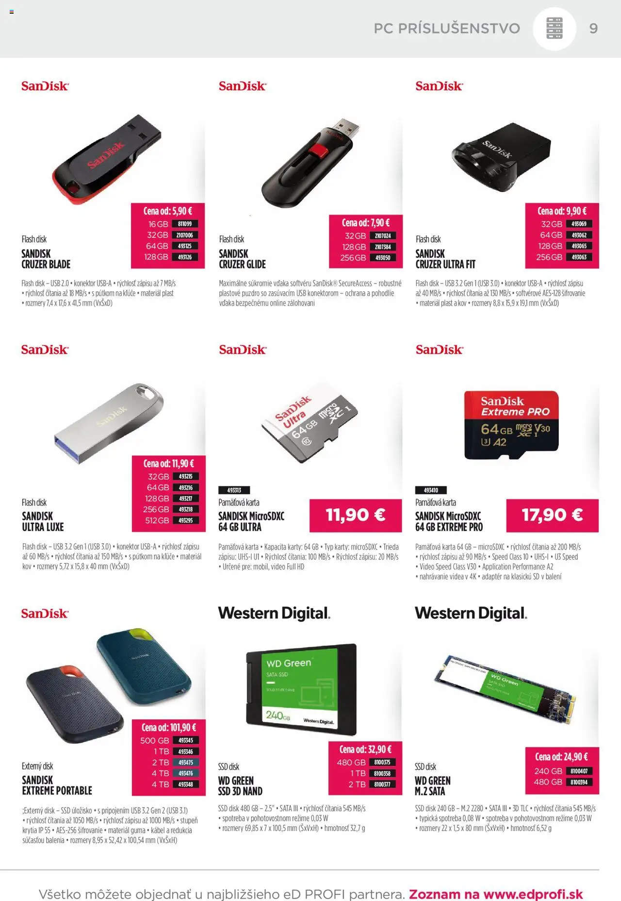 ED Profi leták │ platný od 01.08.2025 | Strana: 9 | Produkty: PC, Kábel, Puzdro, Adaptér